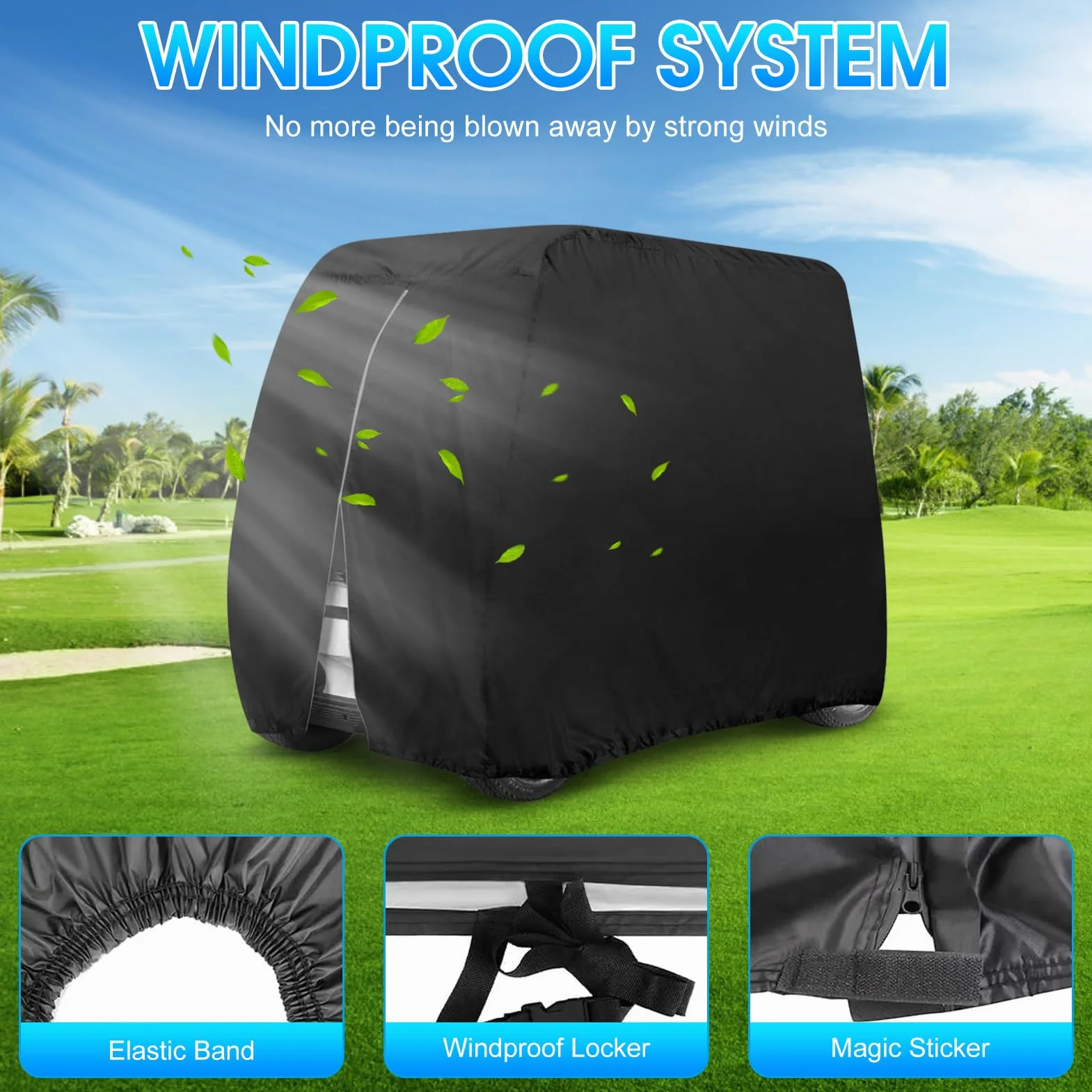 Pokrowiec na wózek golfowy 4-osobowy Oxford 420D wodoodporny Club Car EZGO