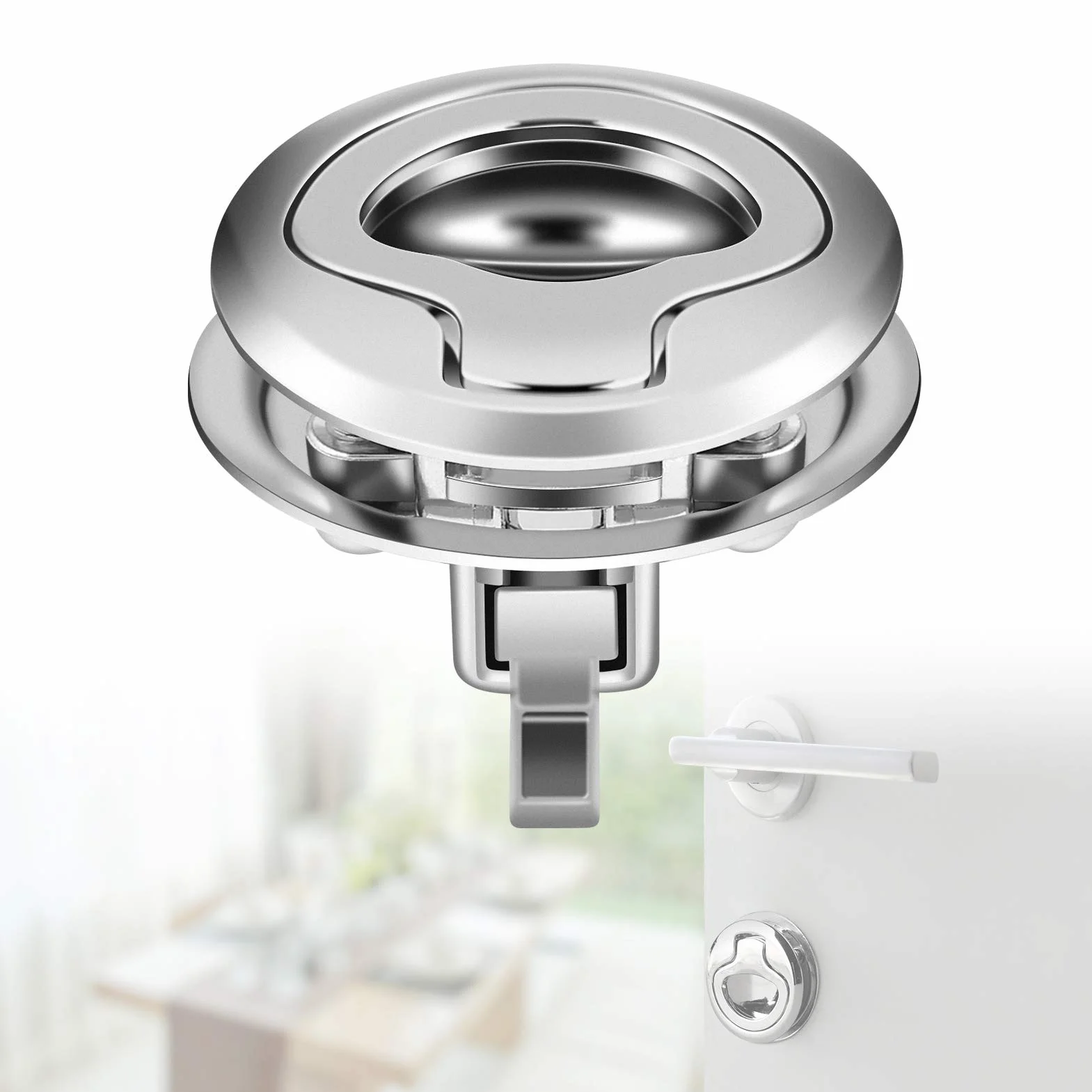 Podtynkowy zatrzask klapy, zatrzask klapowy ze stali nierdzewnej 1,8 cala morski zamek klapy mostu pierścień uchwyt Flush Pull Hatch Latch Latch do sprzętu łodzi morskiej RV jacht