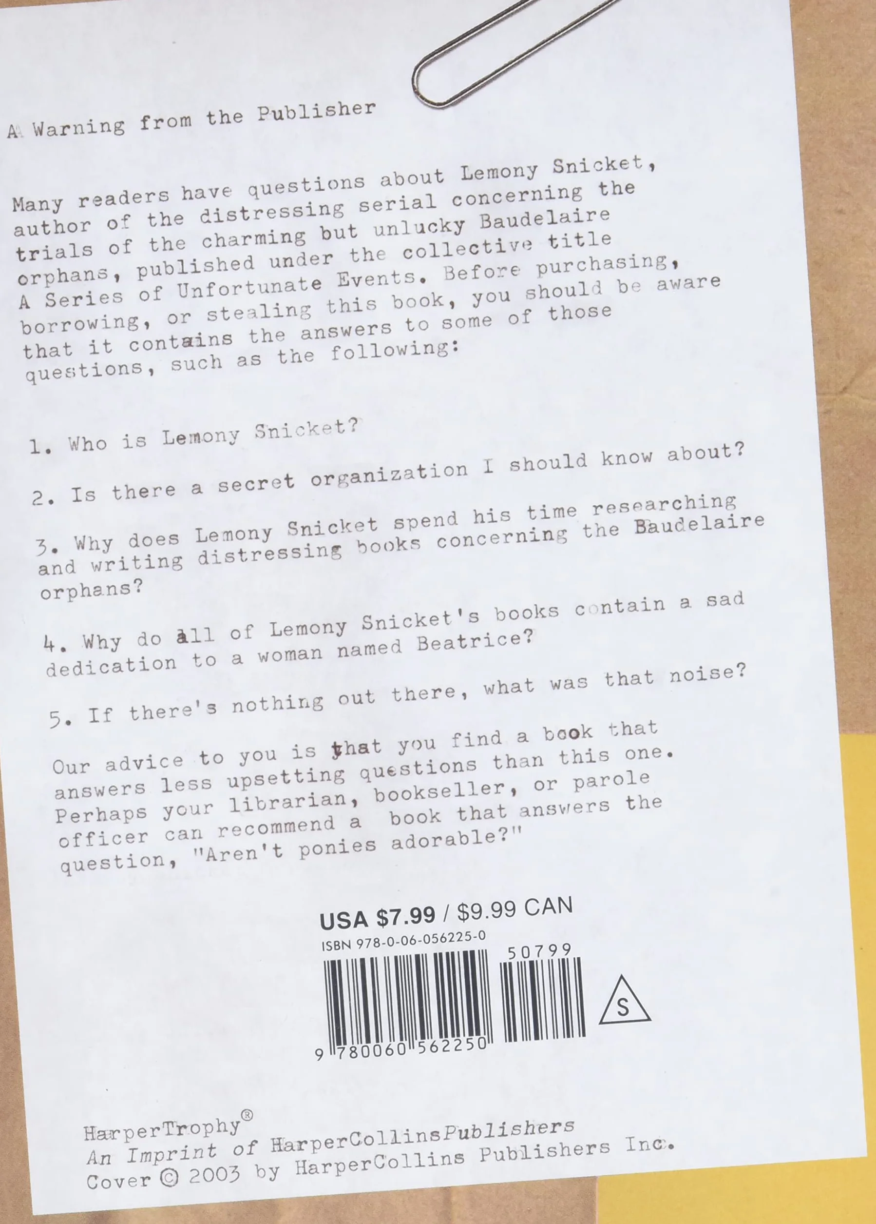 Lemony Snicket: The Unauthorized Autobiography