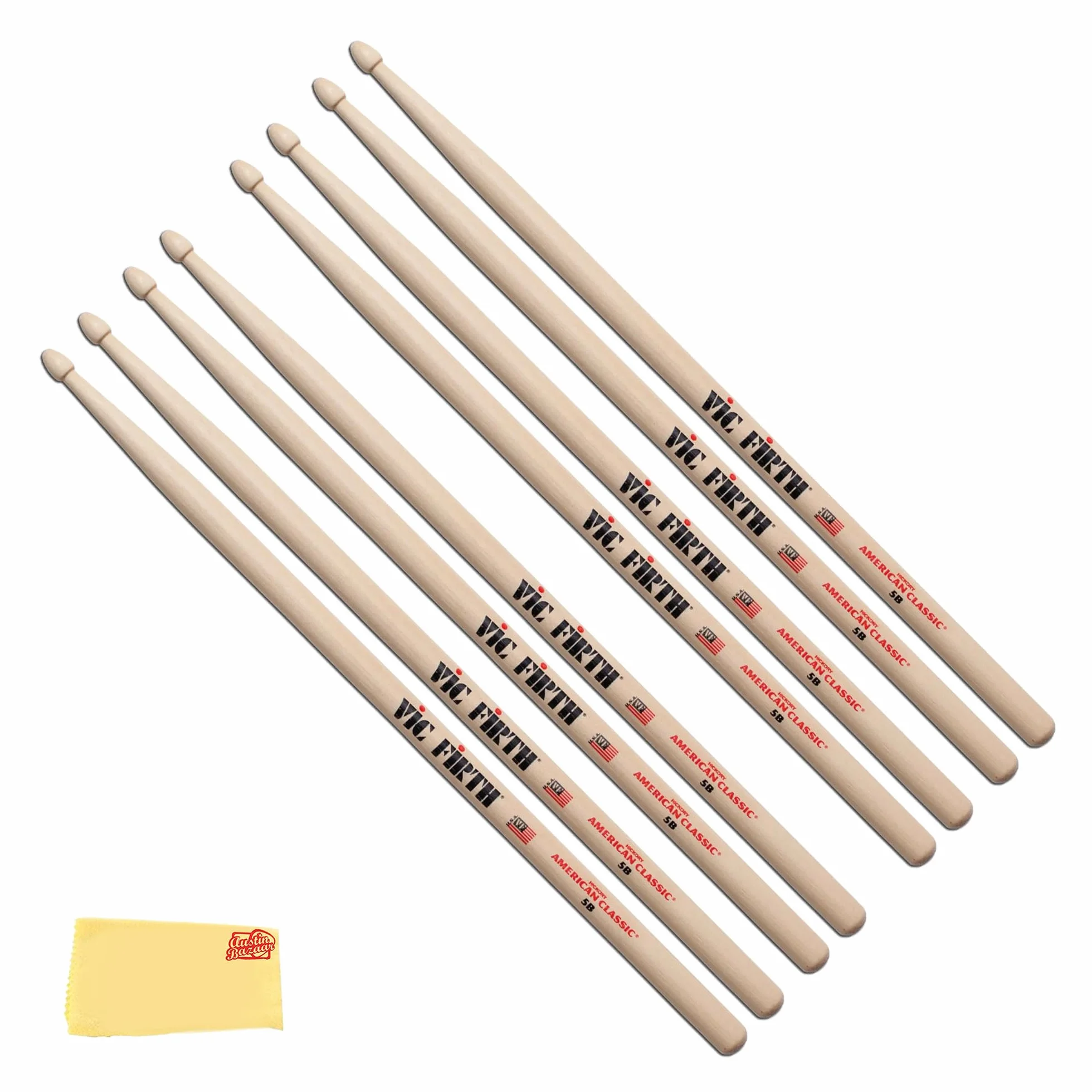 Vic Firth American Classic Series pałeczki do perkusji - 5B - American Hickory - drewniane tip - naturalny - 4 pary cennych