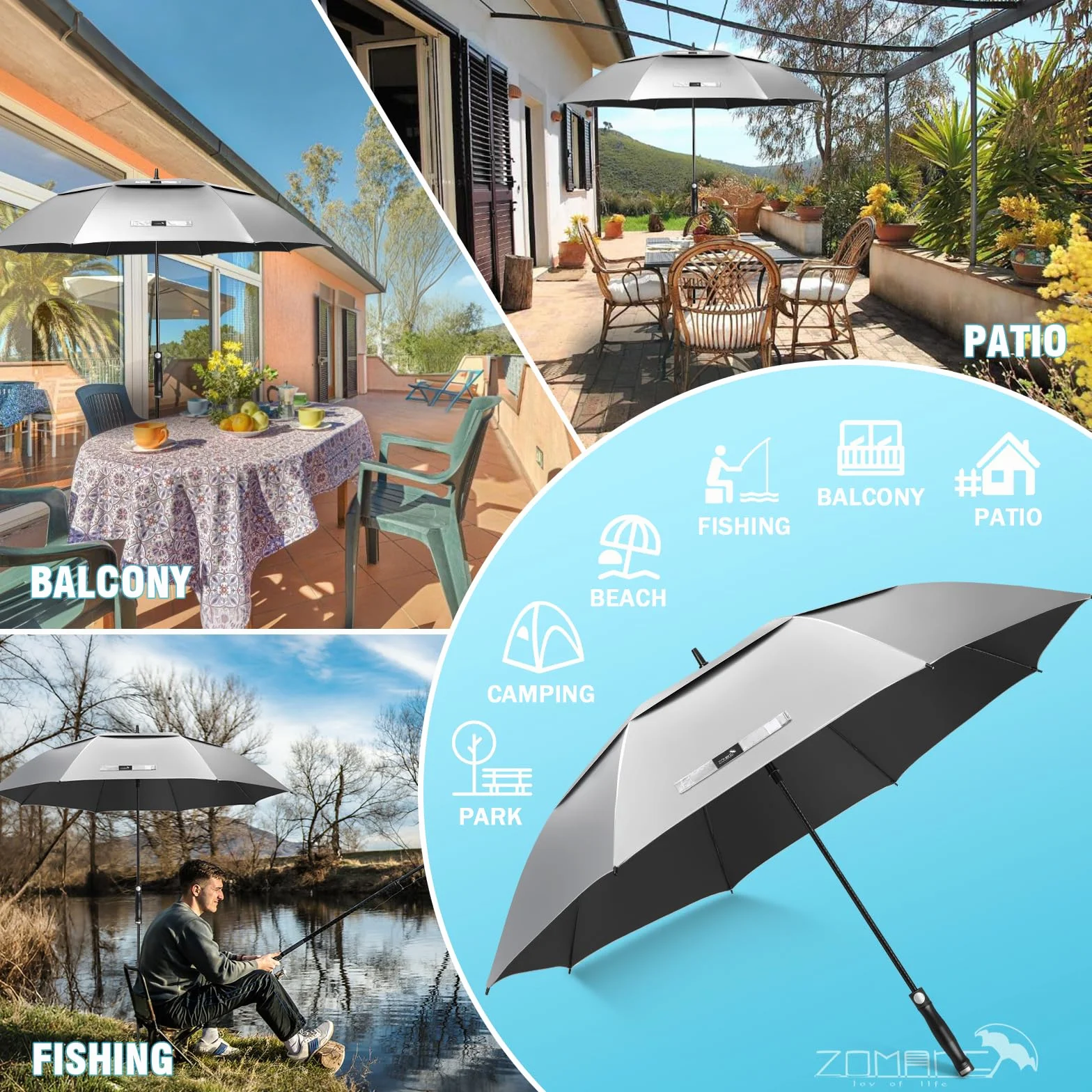 ZOMAKE 68 Cali Parasol Golfowy UPF 50+ Wiatroszczelny Samooczyszczający się Ochrona UV