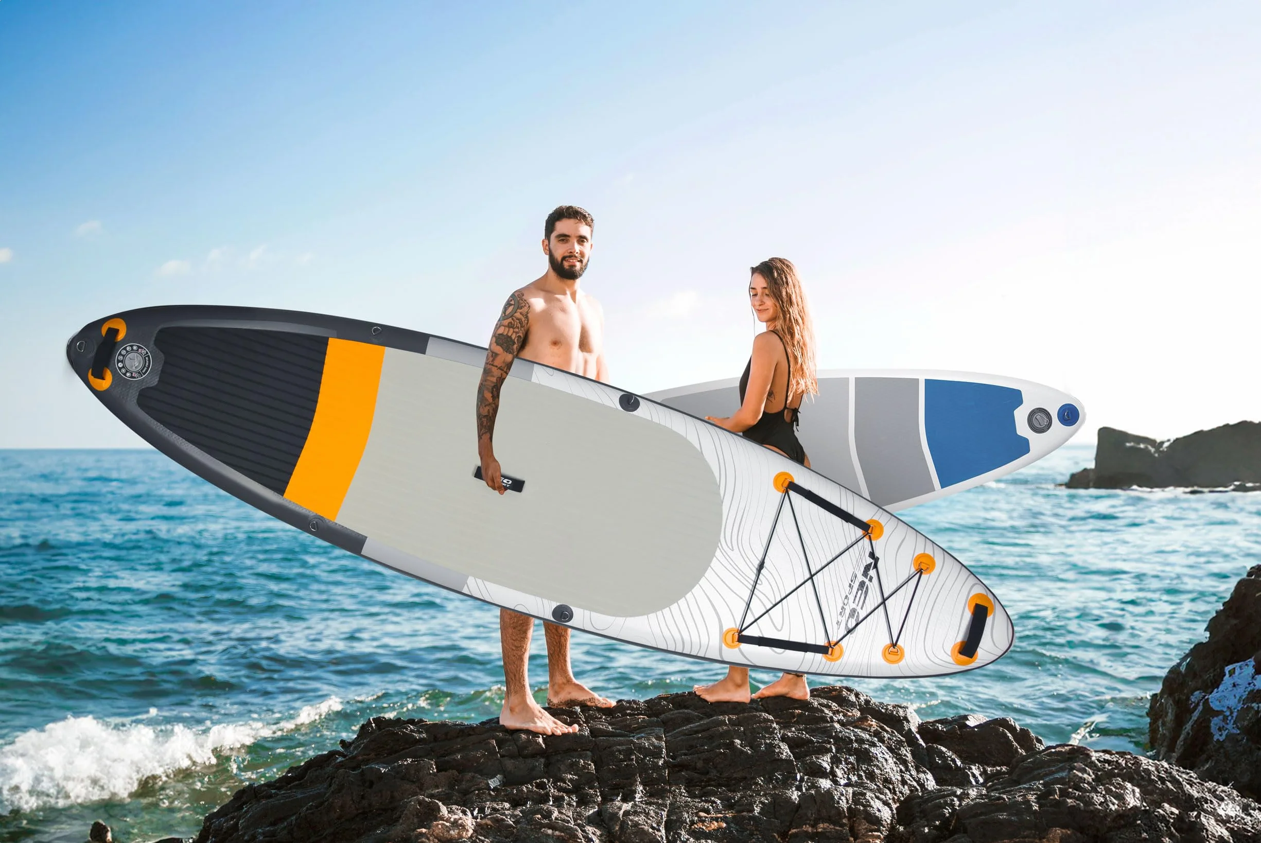 Neo-Sport Deska SUP Nadmuchiwana 320 x 84 x 15 cm z Pompką Ręczną Smyczą Plecakiem Siedziskiem
