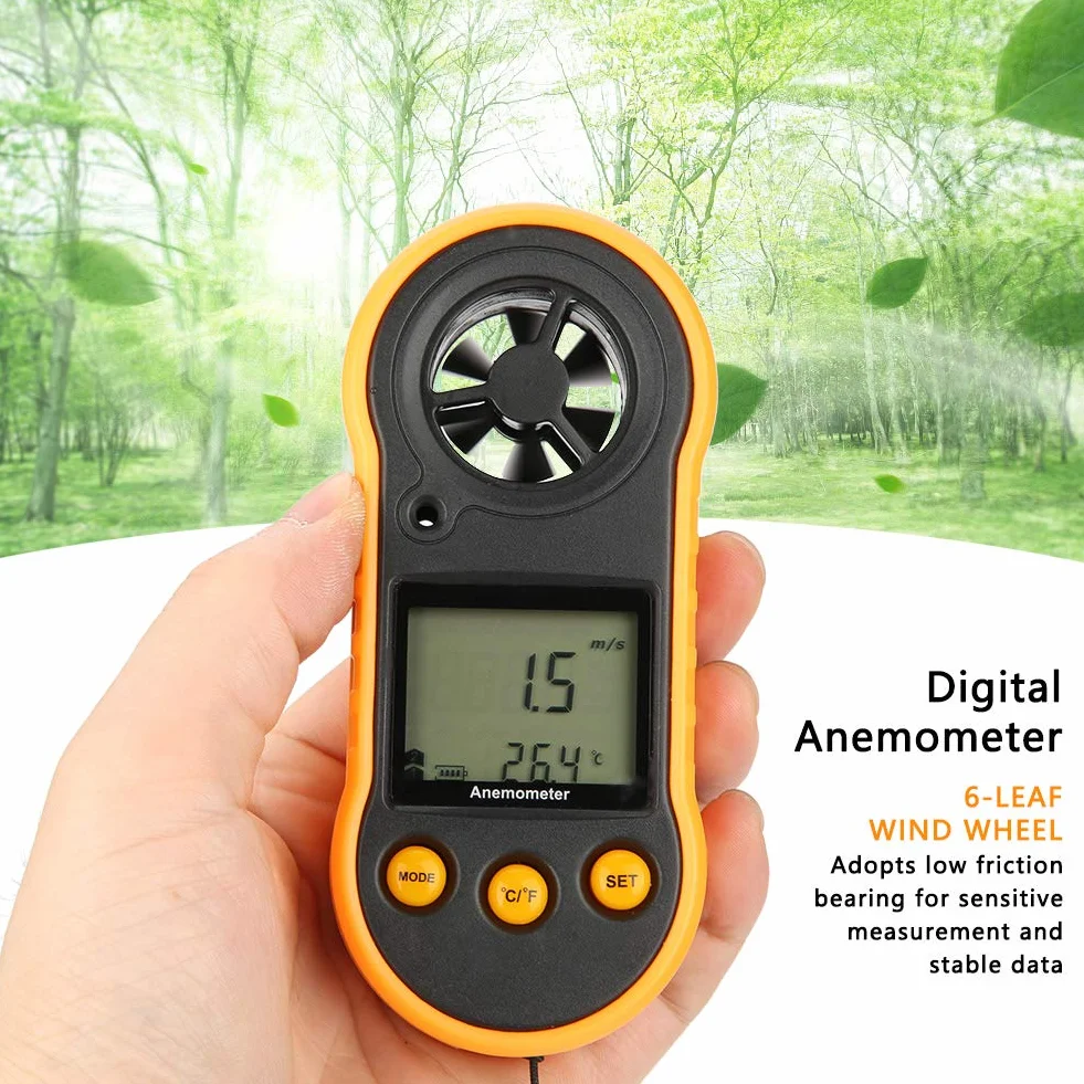 Cyfrowy anemometr, ręczny prędkościomierz GM818 LCD do pomiaru prędkości powietrza w domu, biurze, samochodzie, klimatyzacji, wentylatorze wyciągowym, żaglówce, nawigacji