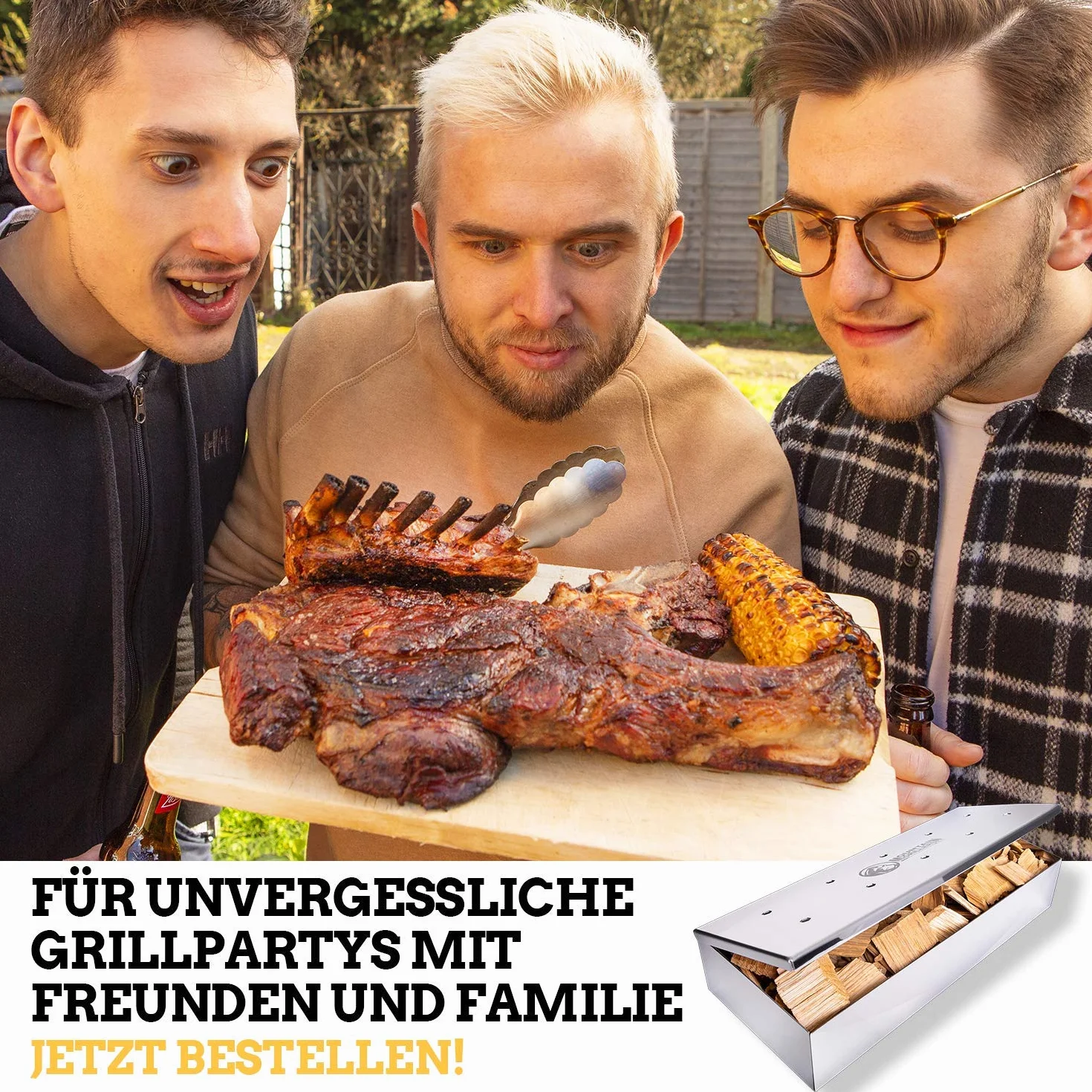 Mountain Grillers Pojemnik do wędzenia ze stali nierdzewnej do grilla – przyjemność grillowania z aromatem – do piłki, węgla i grilla gazowego – wytrzymałe akcesoria do wędzenia chipsów – praktyczna