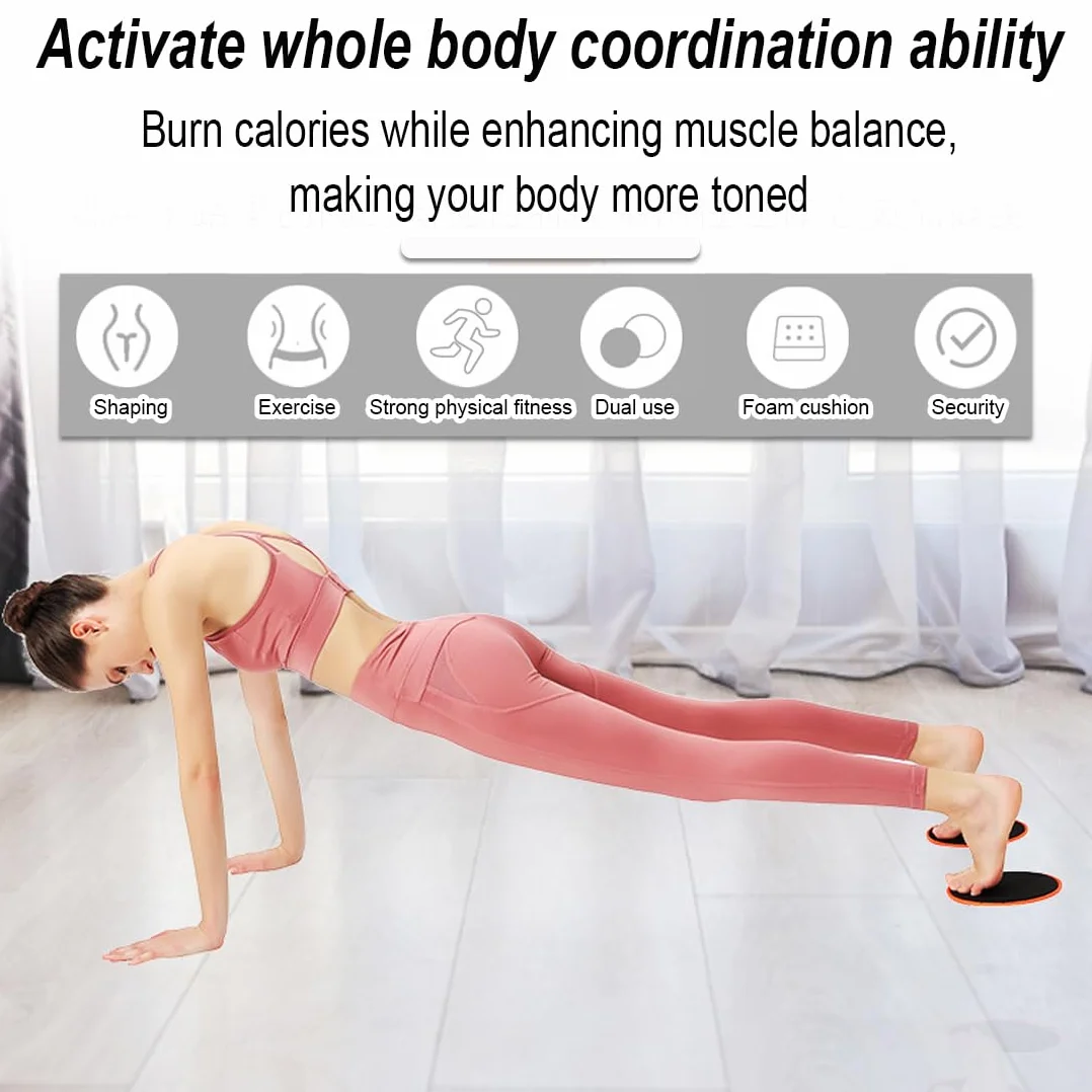 Core Sliders Fitness 1 para, Dyski Przesuwne Podwójna Strona do Ćwiczeń w Siłowni i Domu, Szary