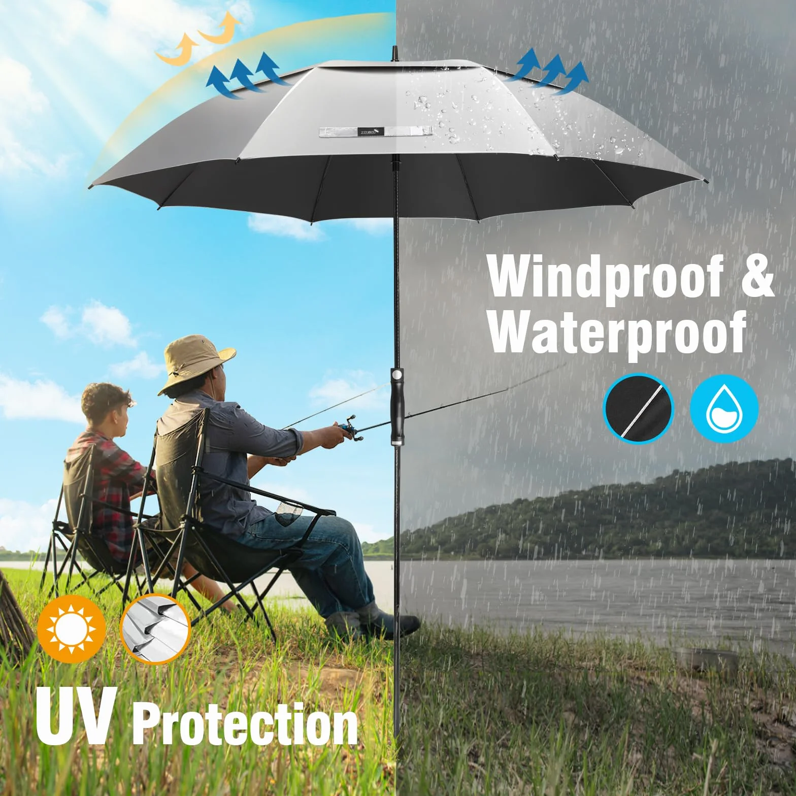 ZOMAKE 68 Cali Parasol Golfowy UPF 50+ Wiatroszczelny Samooczyszczający się Ochrona UV