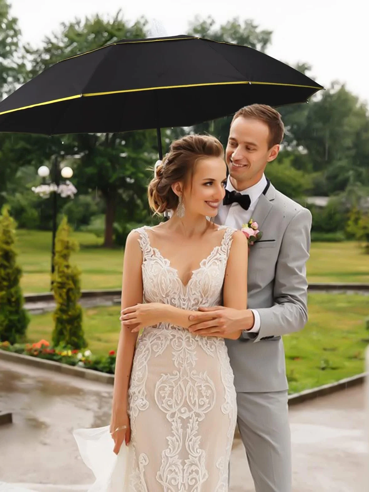 Kalolary 152 cm Parasol Golfowy Podwójny Baldachim Wiatroszczelny Wodoodporny