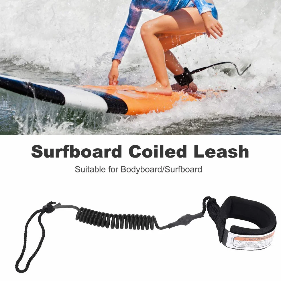 Smycz do Nóg Snowboardowych Smycz Surfingowa Stand Up Paddle Board 5Mm Zwinięta Sprężyna Noga Lina do Surfowania Smycz Surfingowa do Deski Surfingowej (żółta)