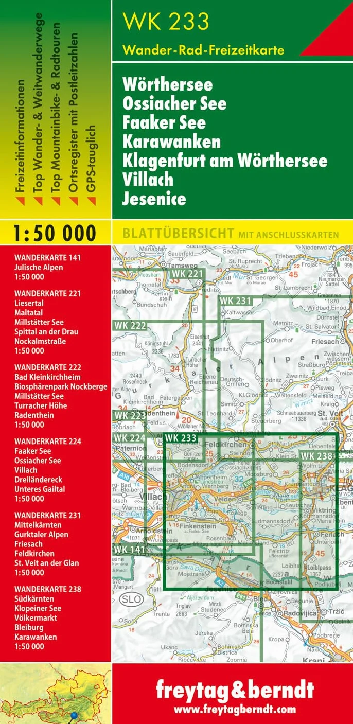 Carinzia laghi 1:50.000: Wandel- en fietskaart 1:50 000: WK 233