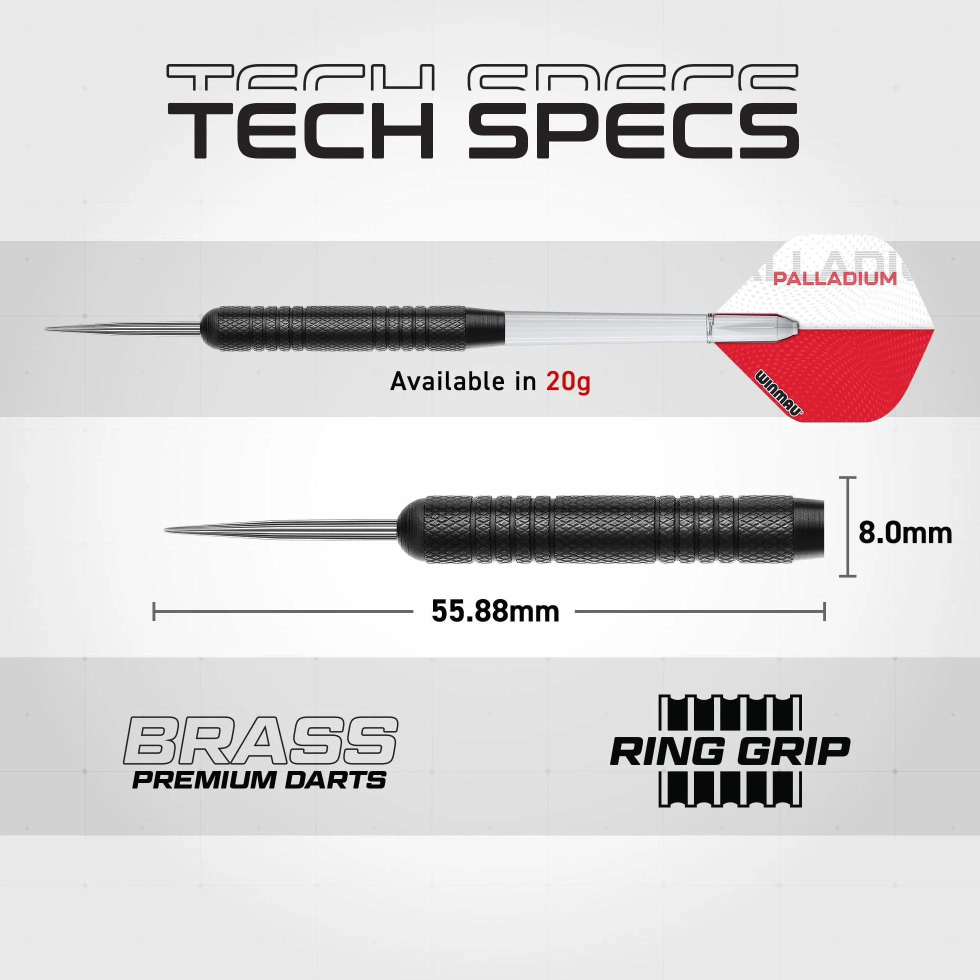 WINMAU Profesjonalny zestaw rzutek zawiera tarczę do darta Diamond Plus Bristle - czarna szafka - 2 zestawy rzutek - oficjalna linia Oche