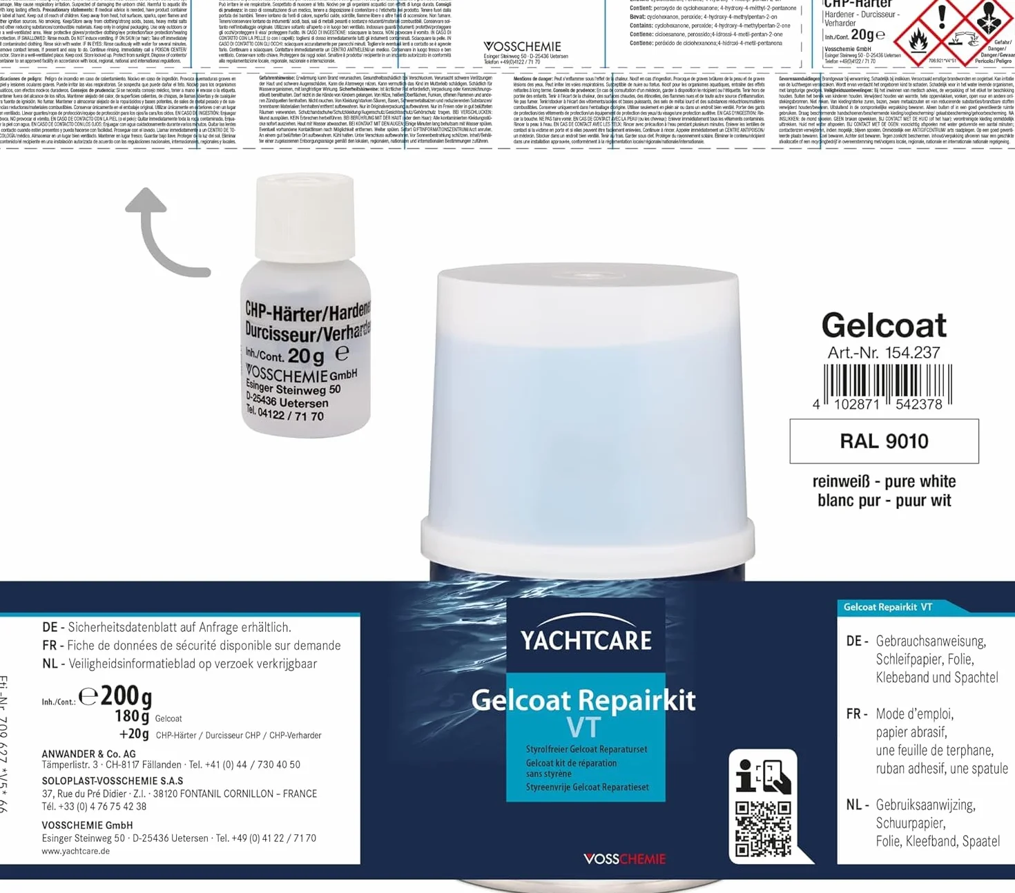 Yachtcare Gelcoat Repair Kit 200 g – do niezawodnej naprawy uszkodzeń żelowych