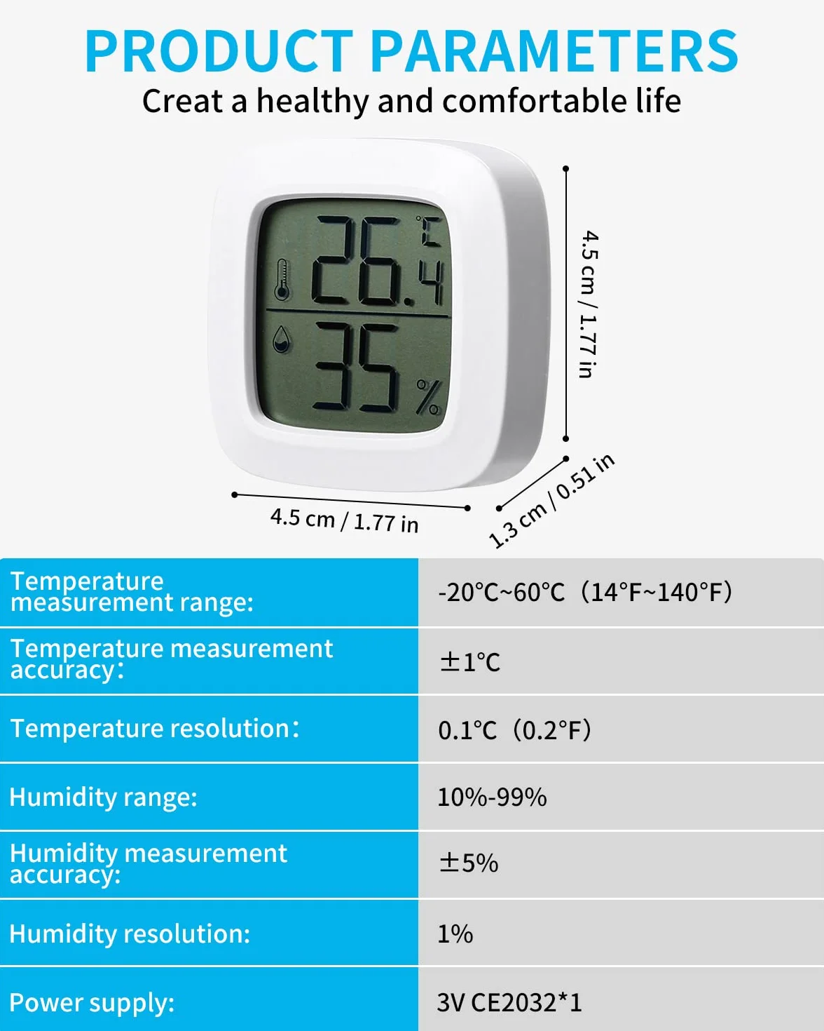 Jissta 5 sztuk termometr wewnętrzny, termometr miernika wilgotności, monitor wilgotności z czujnikiem miernika temperatury, mini cyfrowy miernik temperatury miernik wilgotności do domu szklarniowego