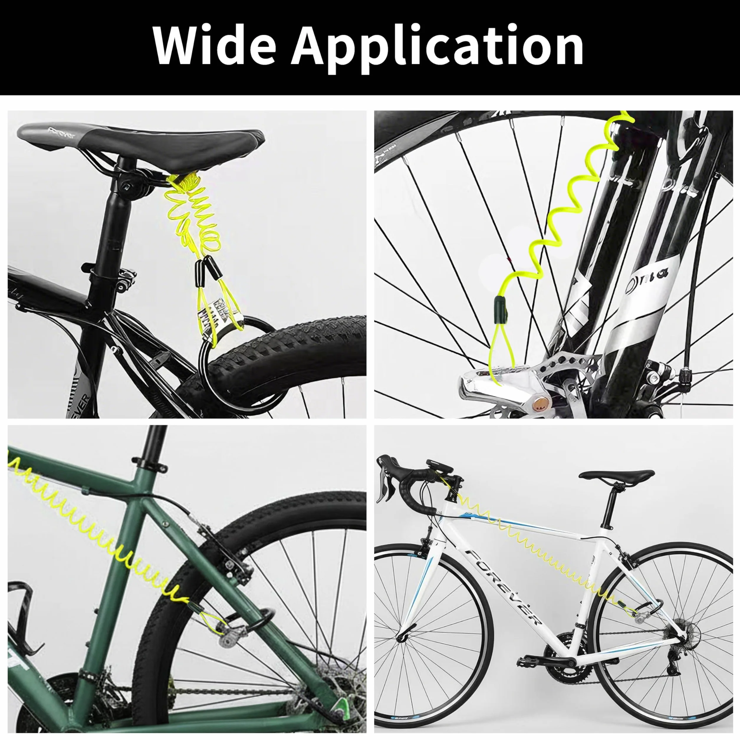 Spiralny kabel zabezpieczający przed kradzieżą do tarcz hamulcowych, kompatybilny z zamkami motocyklowymi, skuterowymi, rowerowymi (zielony)