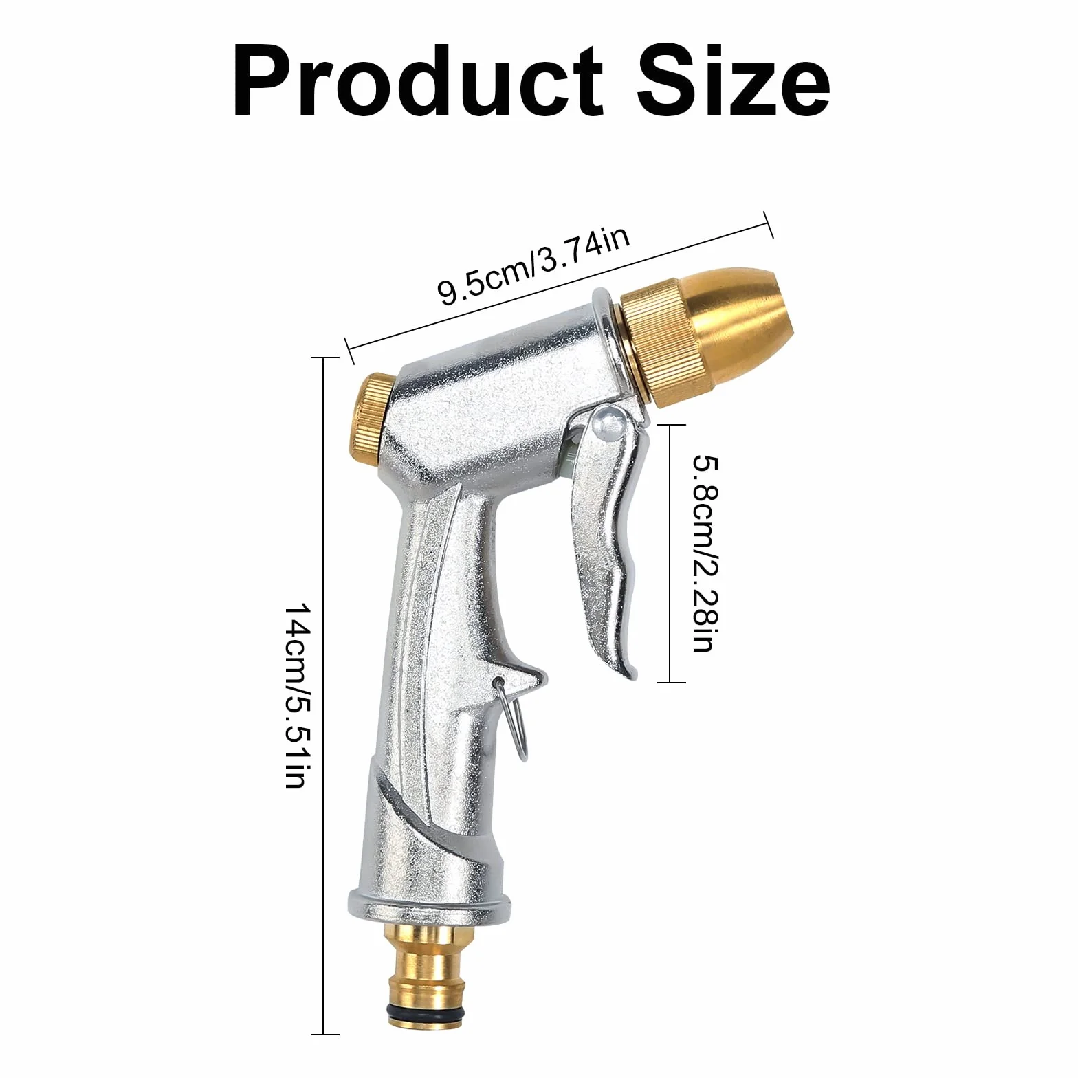 Wytrzymała metalowa dysza węża ogrodowego, 100% wytrzymały metalowy pistolet na wodę, wąż ogrodowy, pistolet natryskowy, pistolet natryskowy, metalowy do mycia samochodu i zwierząt domowych