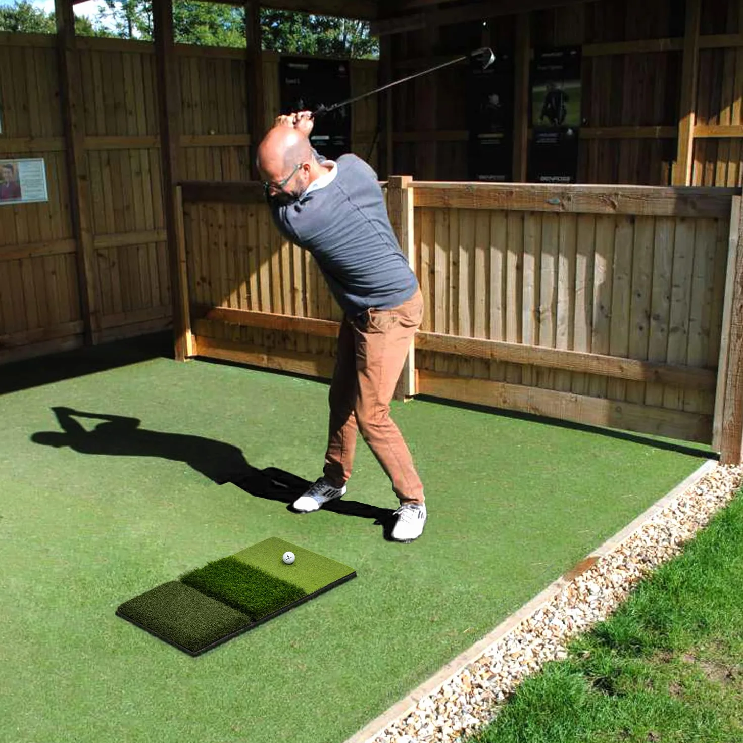 SAPLIZE Duża składana mata do gry w golfa, ciasna linia, surowa i fairway do jazdy samochodem, chippingu i treningu puttingu, przenośna mata do ćwiczeń golfowych