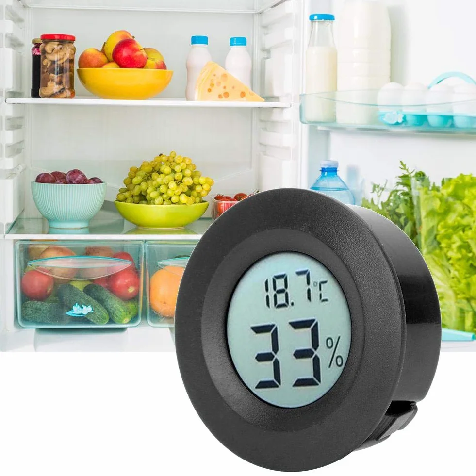 Wbudowany Termometr Pokojowy LCD z Okrągłym Wyświetlaczem, Mini Termometr Wilgotności do Domowego Pokoju Dziecięcego (Czarny)