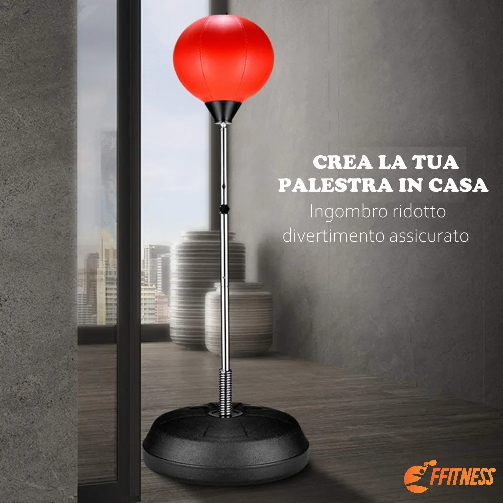 FFitness Punching Ball dla Młodzieży z Wypełnianą Podstawą i Regulowanym Drążkiem, Worek do Boksu Treningowego