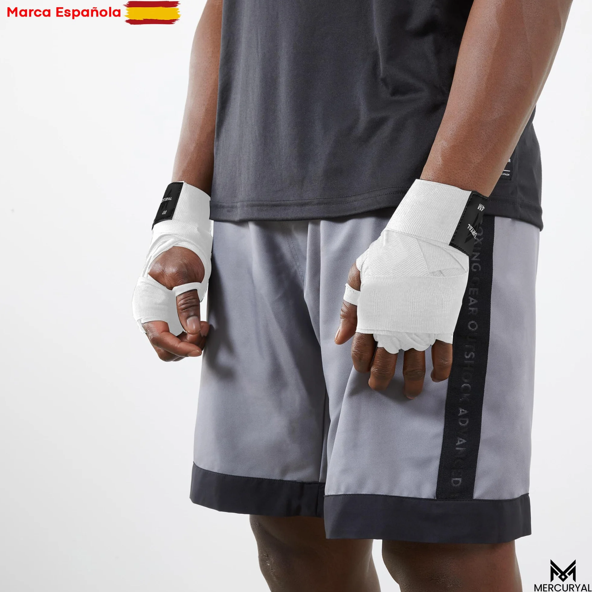 MERCURYAL Bandaże Boks 4m do ochrony dłoni - Bandaże Boks Rękawice Wewnętrzne - Wstążka Boxing - Hand Wraps Muay Thai MMA Kick Boxing Sztuki walki - Bandaże dla kobiet i mężczyzn (Biały)