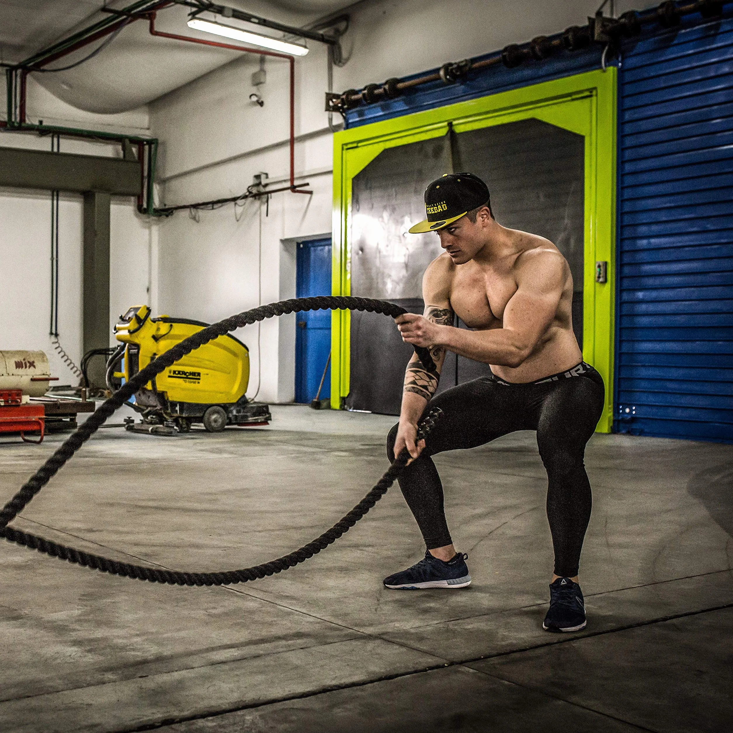 POWRX Battle Rope lina treningowa z powłoką, w zestawie trening I Ø 38 lub 50 mm I linka treningowa linka sportowa lina treningowa lina treningowa lina treningowa lina fitness I różne długości I uchwyt ścienny opcjonalnie
