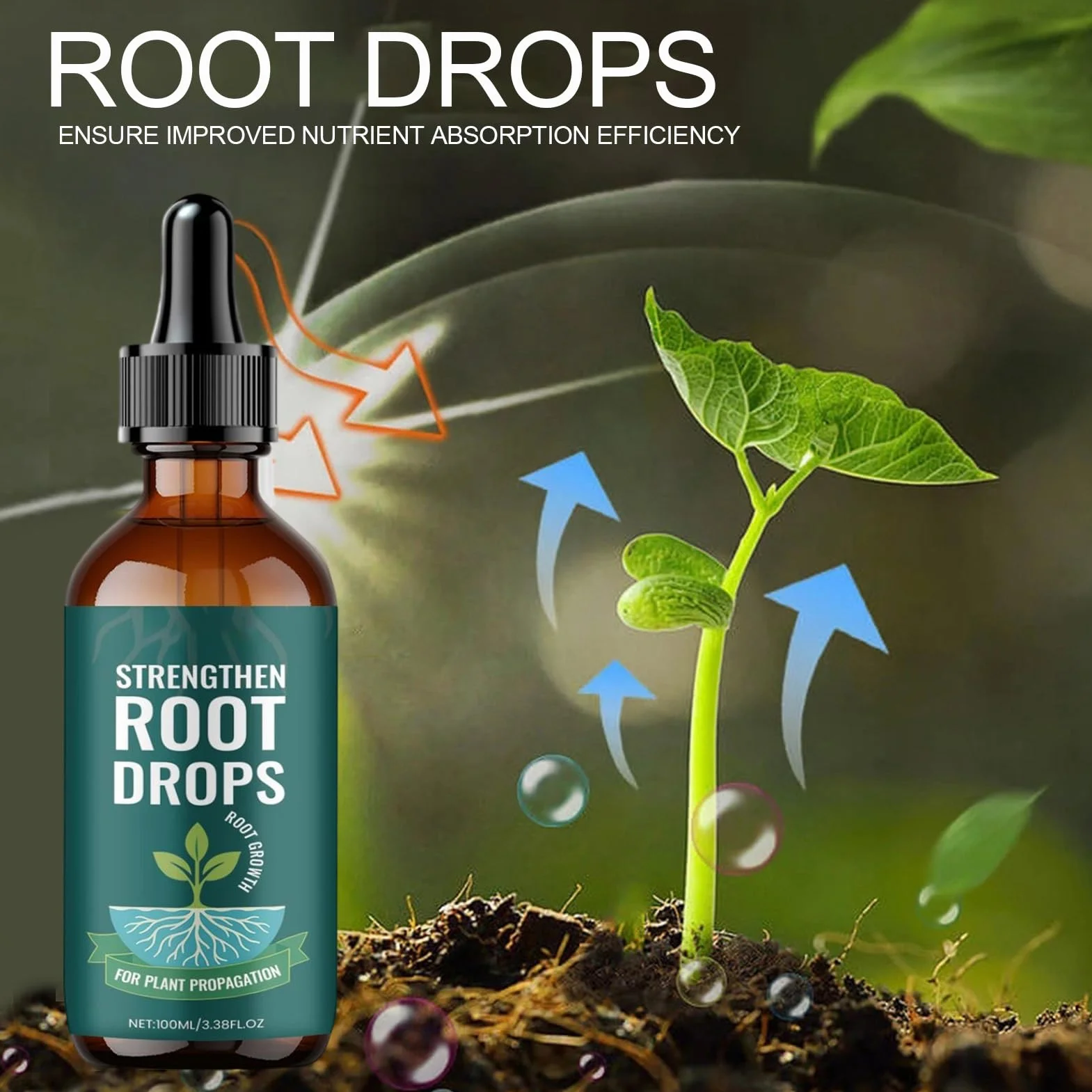Prop Drops For Plants - 100ml Płynny Nawóz Do Ukorzeniania Z Zakraplaczem - Preparat Wzmacniający System Korzeniowy Roślin - Do Pielęgnacji Sadzonek Domowych I Ogrodowych