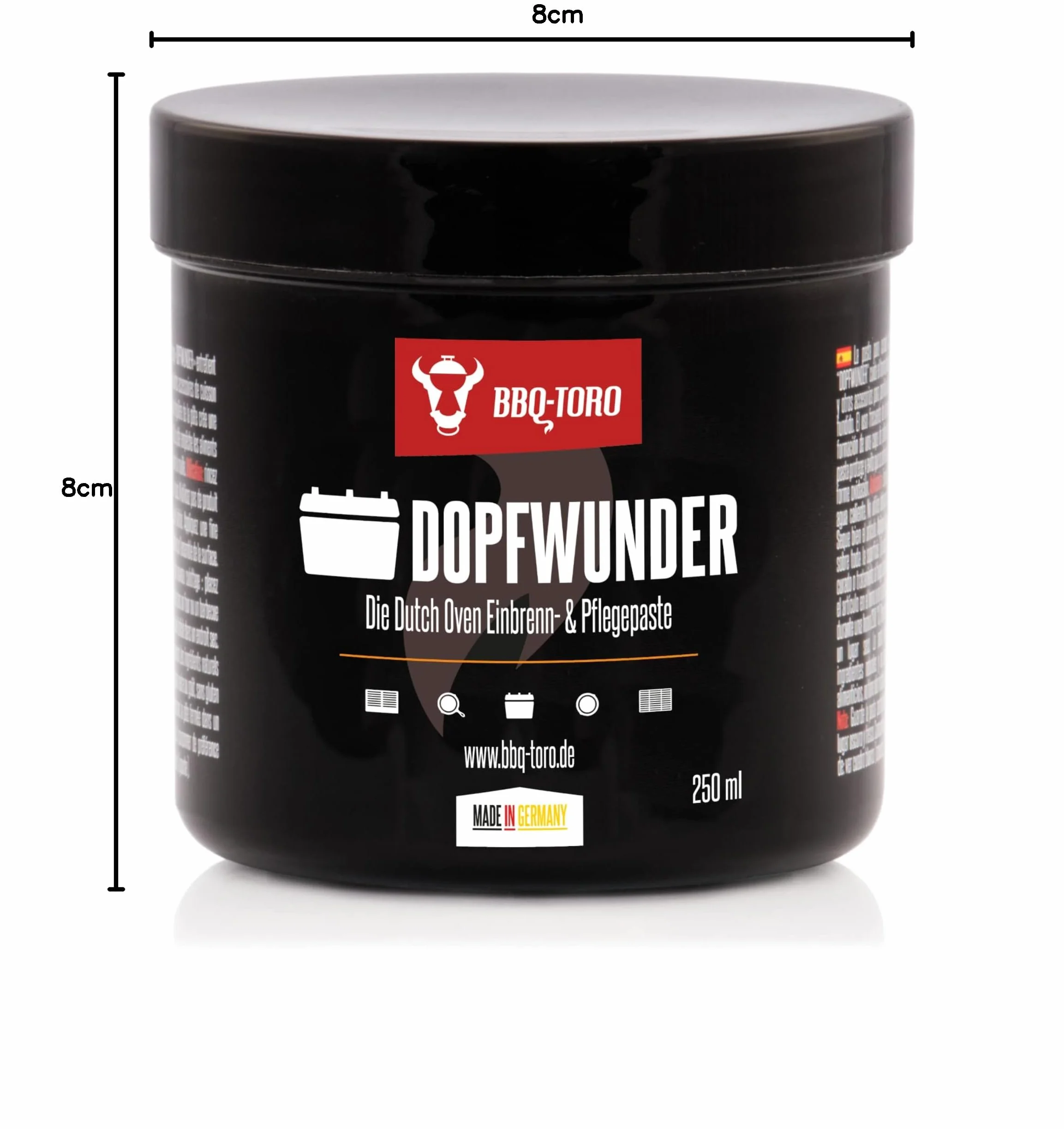 BBQ-Toro Zestaw do pielęgnacji Dutch Oven z pastą pielęgnacyjną DOPFWUNDER 250 ml i olejkiem pielęgnacyjnym DOPFHELD 250 ml | pielęgnacja żeliwnych akcesoriów do grilla | pasta do pieczenia również do