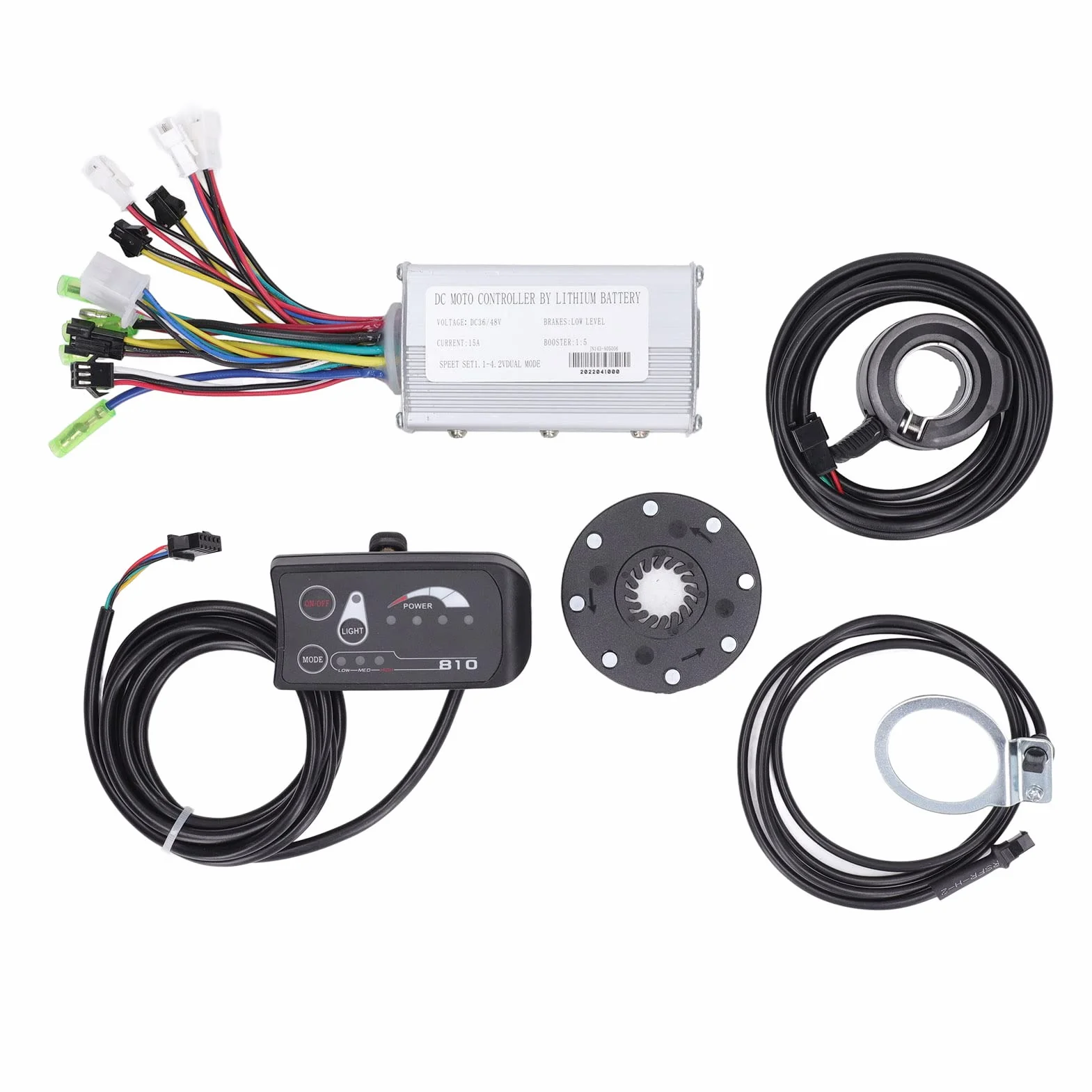 Zestaw do konwersji roweru elektrycznego, 36 V, 48 V, 15 A, kontroler silnika rowerowego, zestaw regulatora prędkości roweru elektrycznego z panelem S810, do silnika 250 W, 350 W