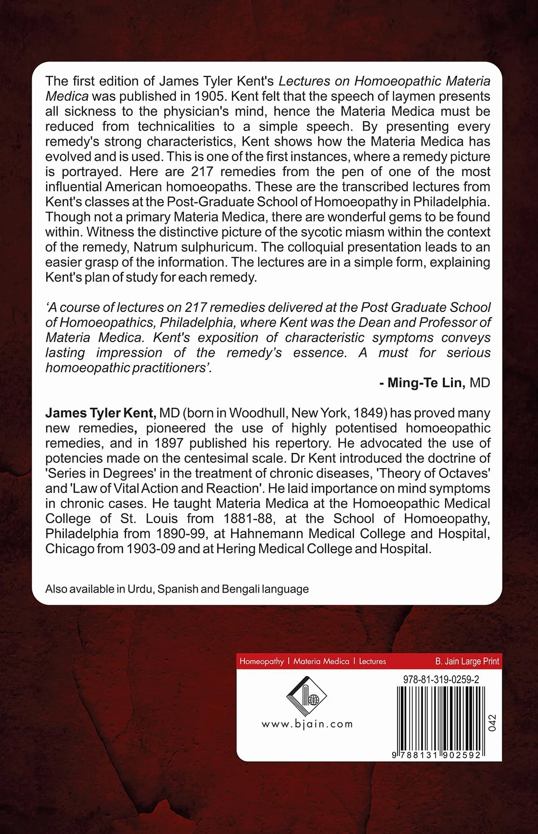 Lectures on Homoeopathic Materia Medica: Together with Kent's "New Remedies" Incorporated & Arranged in One Alphabetical Order