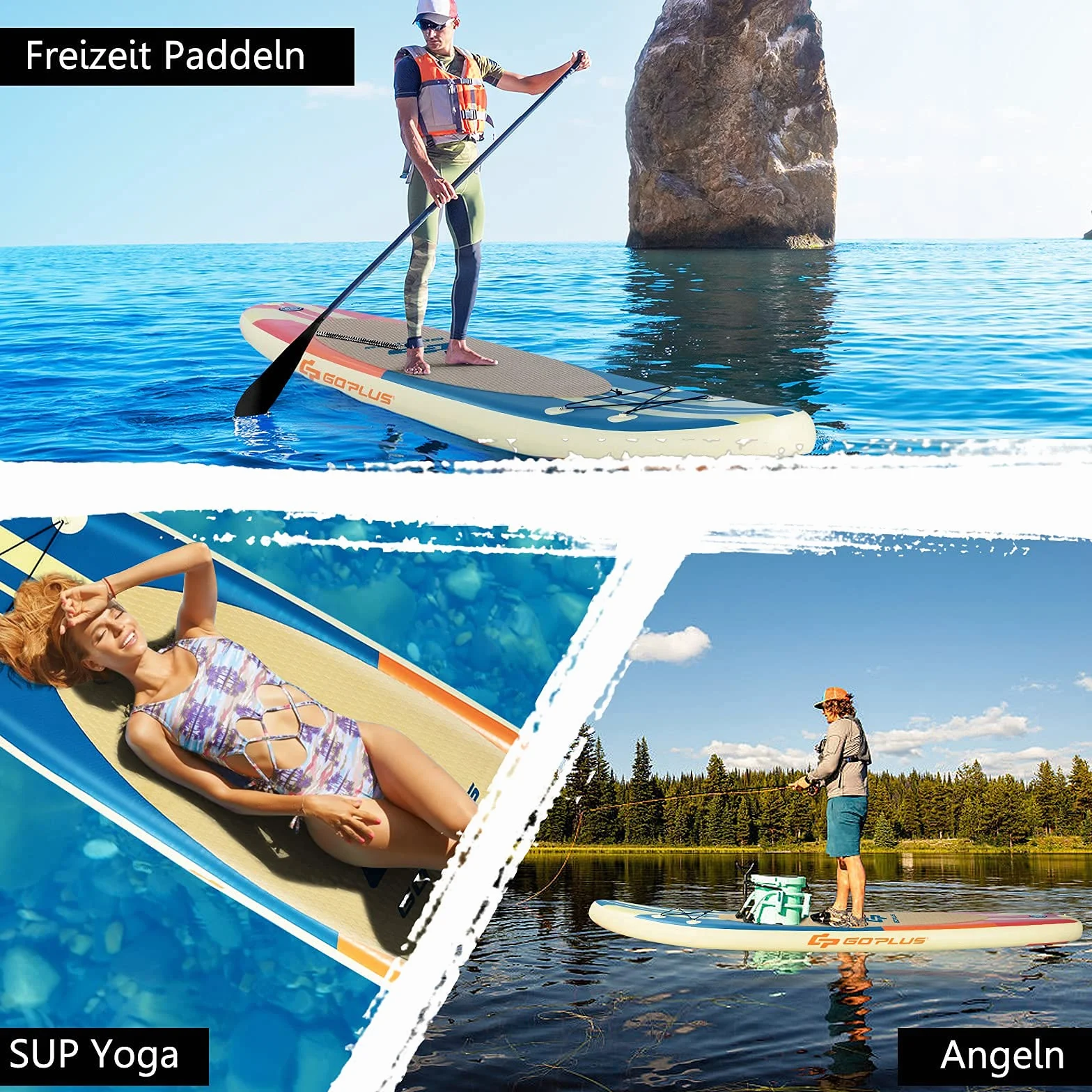 COSTWAY Deska SUP 320/335 x 76 x 15cm, nadmuchiwana deska do paddleboardingu z linką bezpieczeństwa, wiosłem, pompką, płetwą centralną, plecakiem i zestawem naprawczym