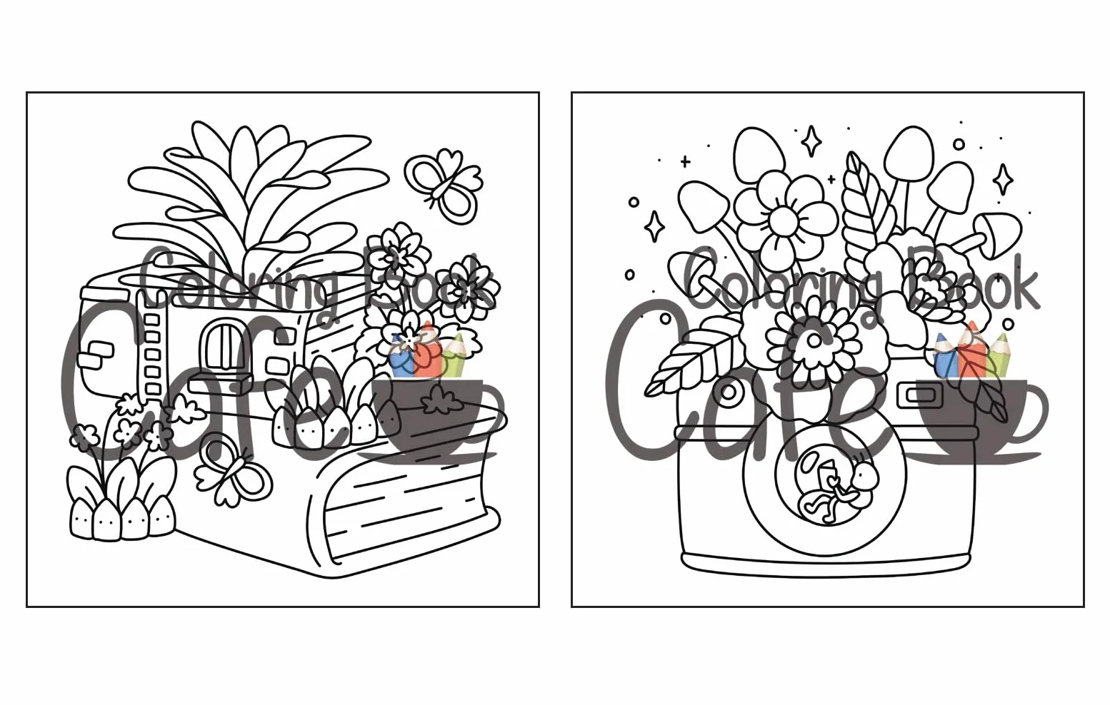 Tiny Gardens: Cute & Comfy Coloring Book for Adults and Teens Featuring Adorable Garden Scenes