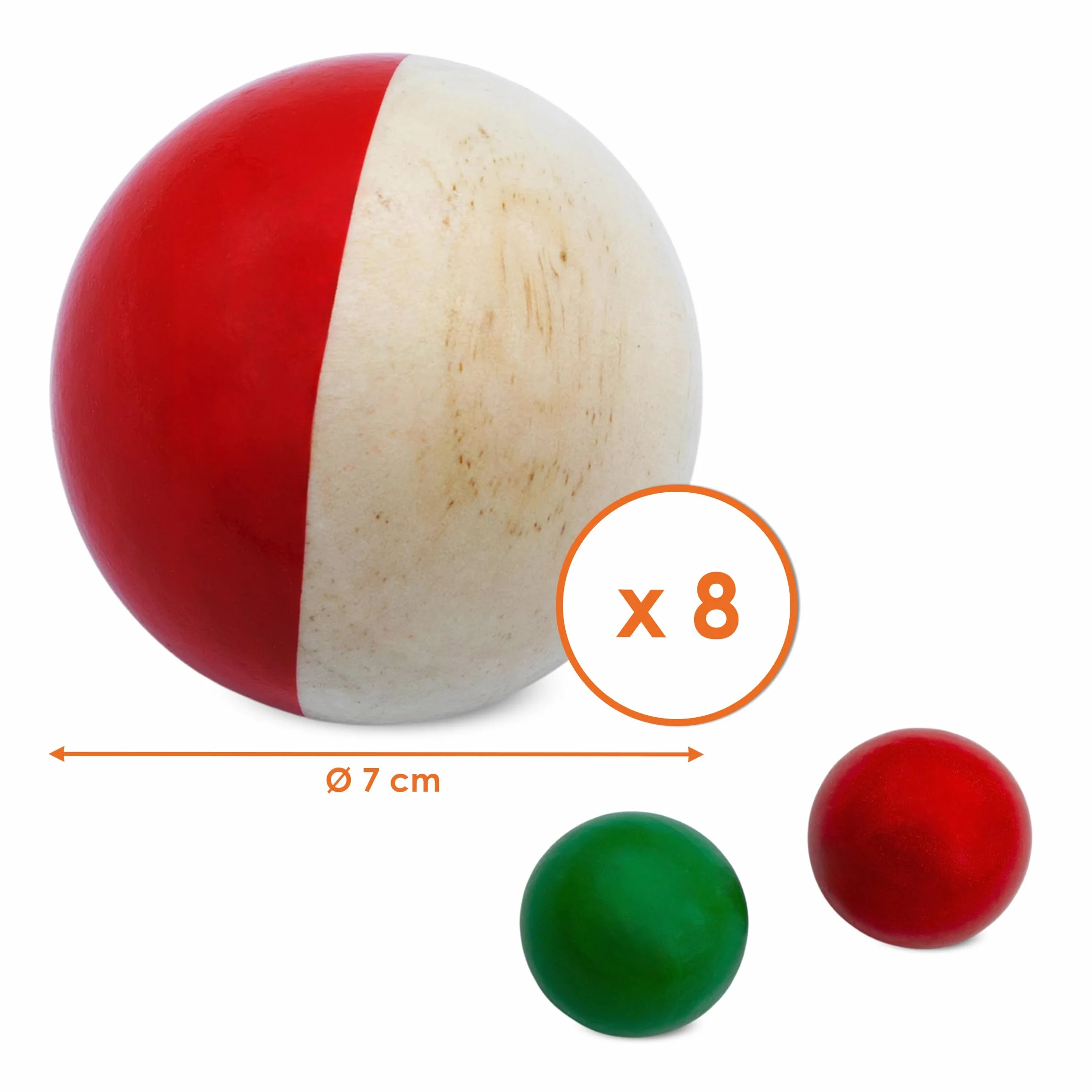 Spetebo Boccia Pétanque zestaw drewnianych kulek z torbą do przenoszenia, 8 drewnianych kulek, zestaw ogrodowy dla dzieci
