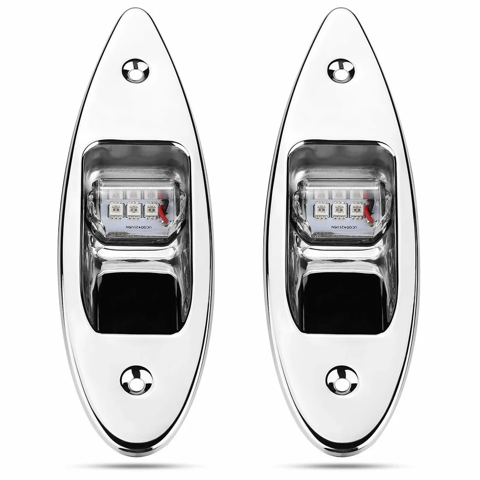 Fydun 12V LED wpuszczana lampa sygnalizacyjna nawigacyjna Arc Side 2 szt.Lampa 120 ° do jachtu morskiego Zielony 61,5lm i czerwony 19lm