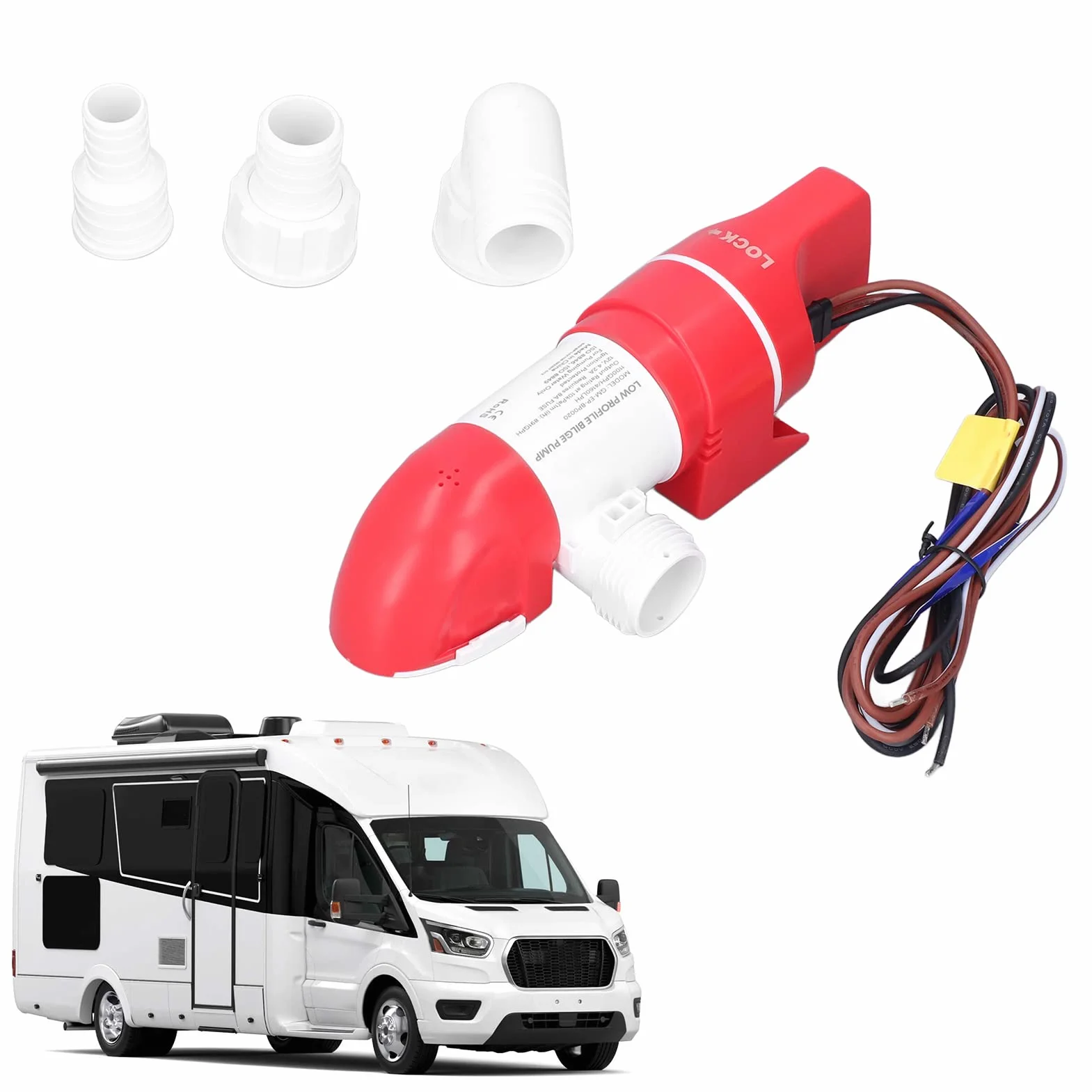 Elektryczna Pompa Zęzowa Automatyczna, Niskoprofilowa Pompa Zęzowa 1100GPH/4160LPH Elektryczna Automatyczna Stal Nierdzewna DC12V Obrót o 360° do łodzi, Czuła na wodę, Automatyczna