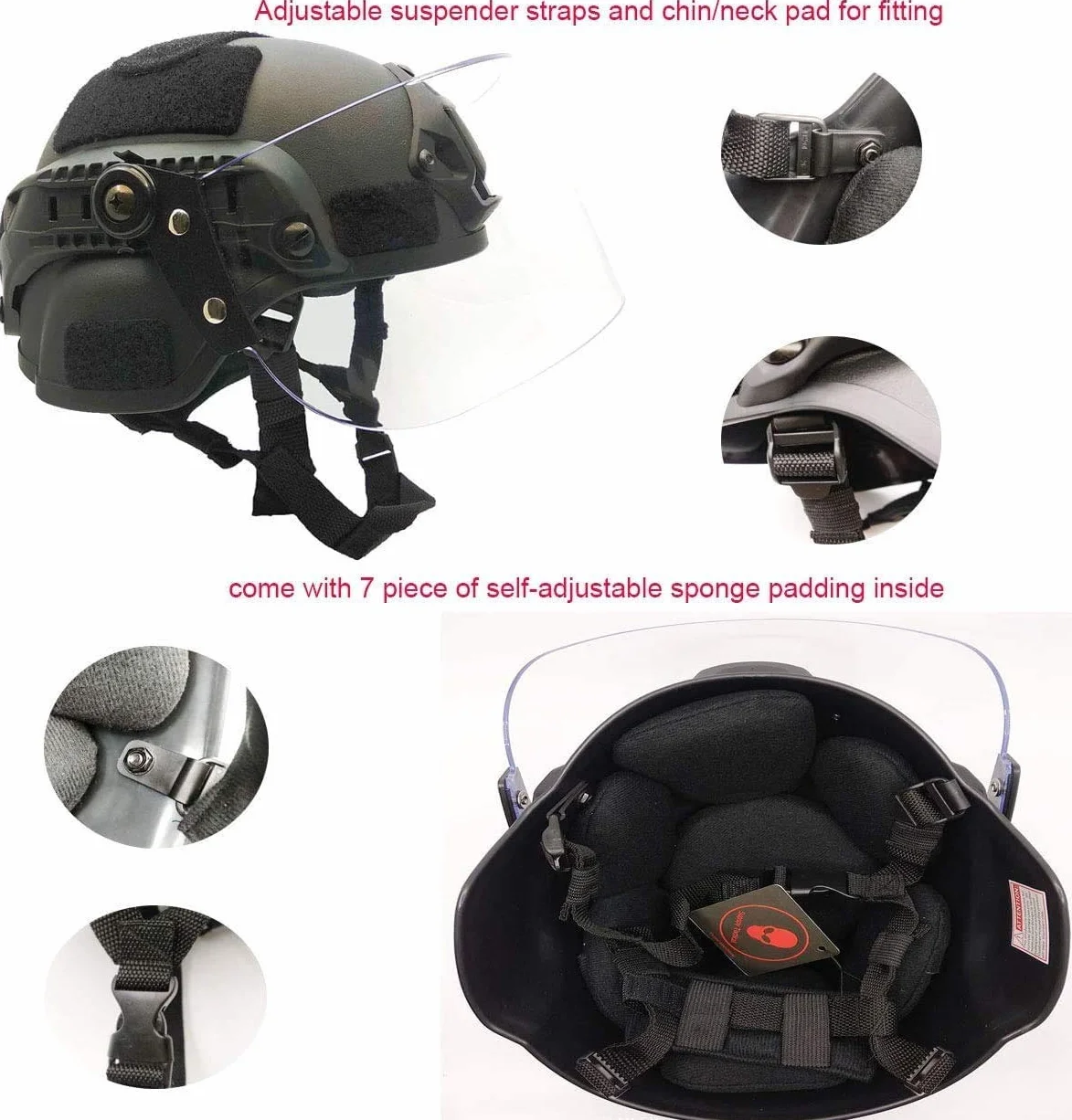 Airsoft Tactical Mich 2000 Action kask taktyczny z uchwytem NVG i wandaloodporną maską wizjera