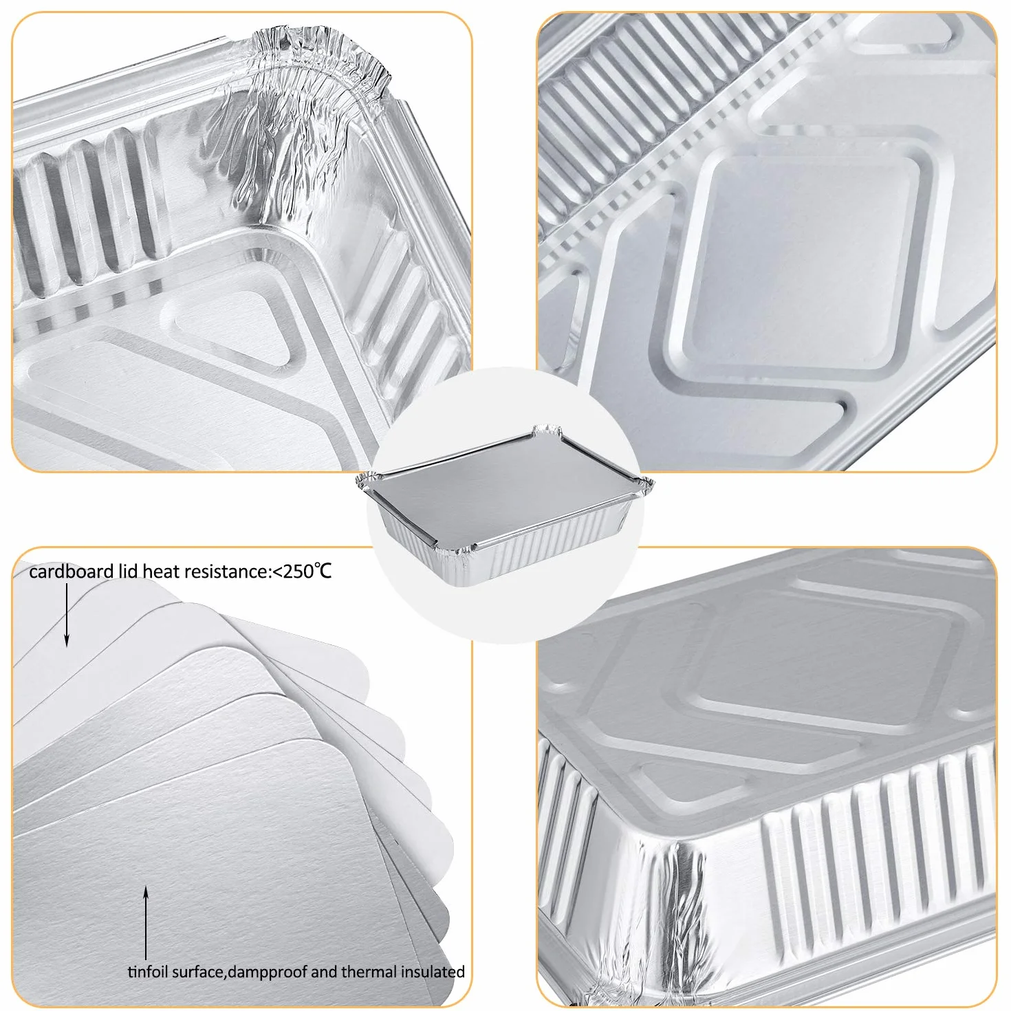 30 tacek z folii aluminiowej z pokrywkami i szczotką do grilla, 22 x 16 x 5 cm / 1000 ml pojemniki na żywność, tacki gastronomiczne do przygotowywania i serwowania jedzenia na wynos i na imprezę