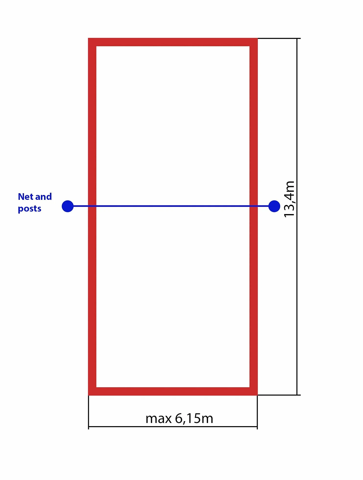 Linie do badmintona oznaczenie pola do gry Courtline maks. 6,15 x 13,4 m linie do badmintona szerokość 4 cm oznaczenie czerwony niebieski żółty trawnik piasek hak kotwiący