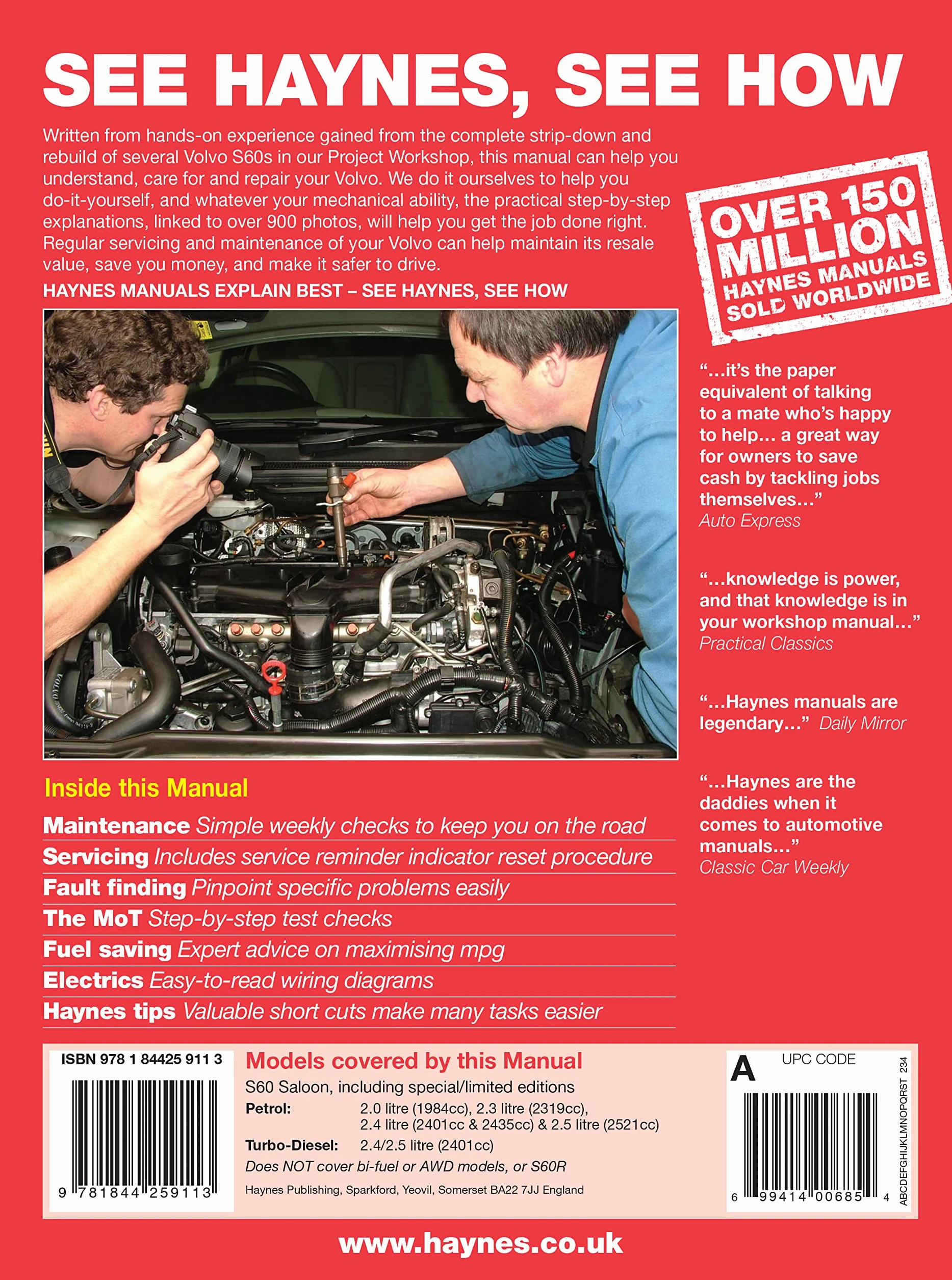 Volvo S60 Petrol & Diesel (00 - 09) Haynes Repair Manual: 00-09