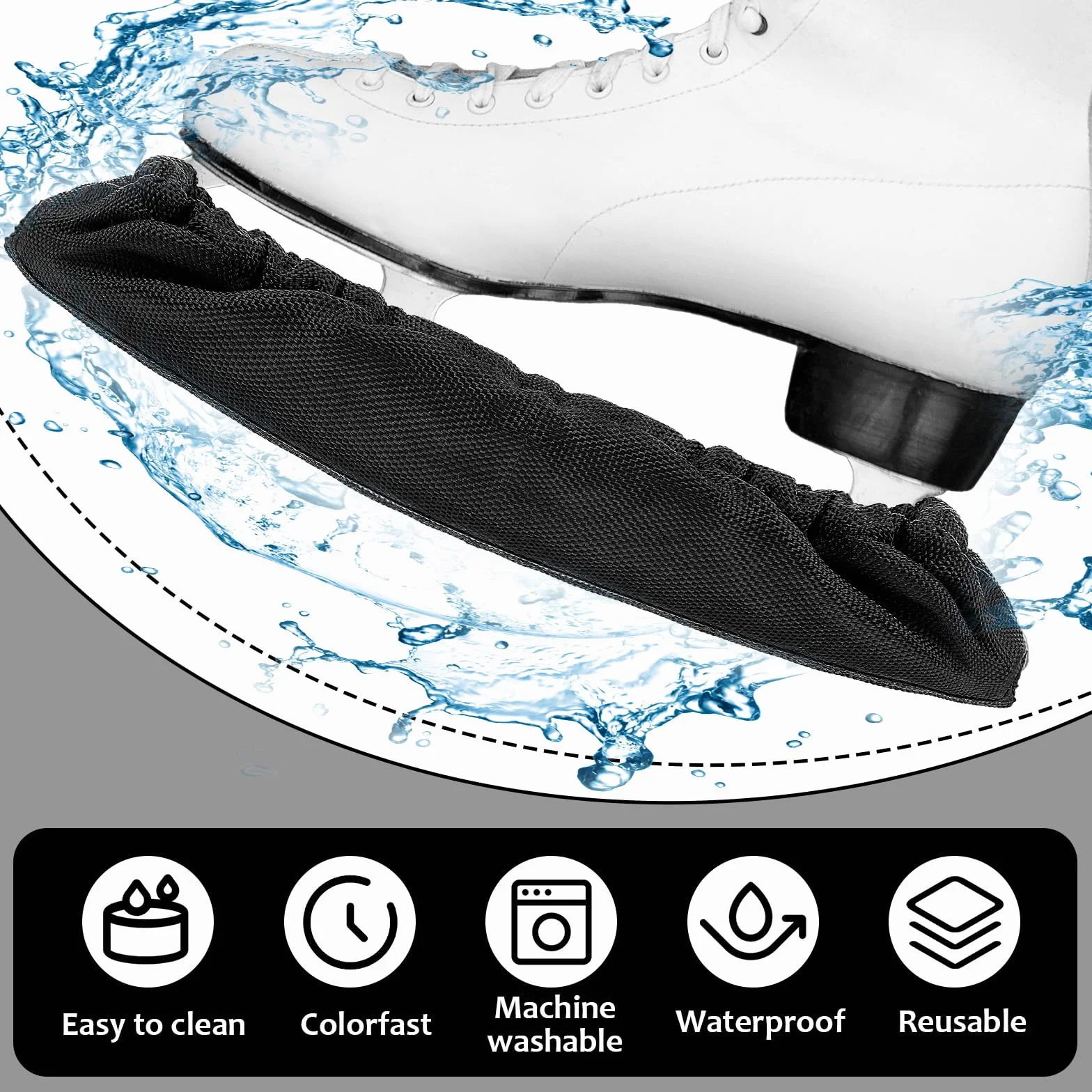 Prasacco 2 sztuki ochraniacze na łyżwy, elastyczne na płozy, 22 x 7 cm, czarne etui Oxford