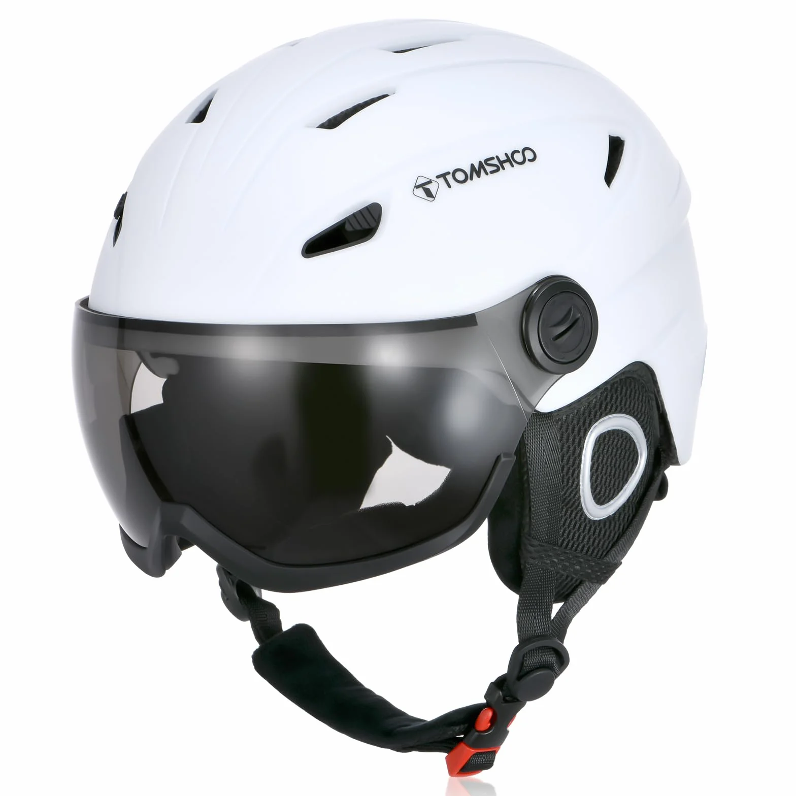 TOMSHOO Kask narciarski ze zdejmowanymi goglami, wewnętrzną wyściółką i nausznikami, certyfikowany, bezpieczny i lekki kask snowboardowy