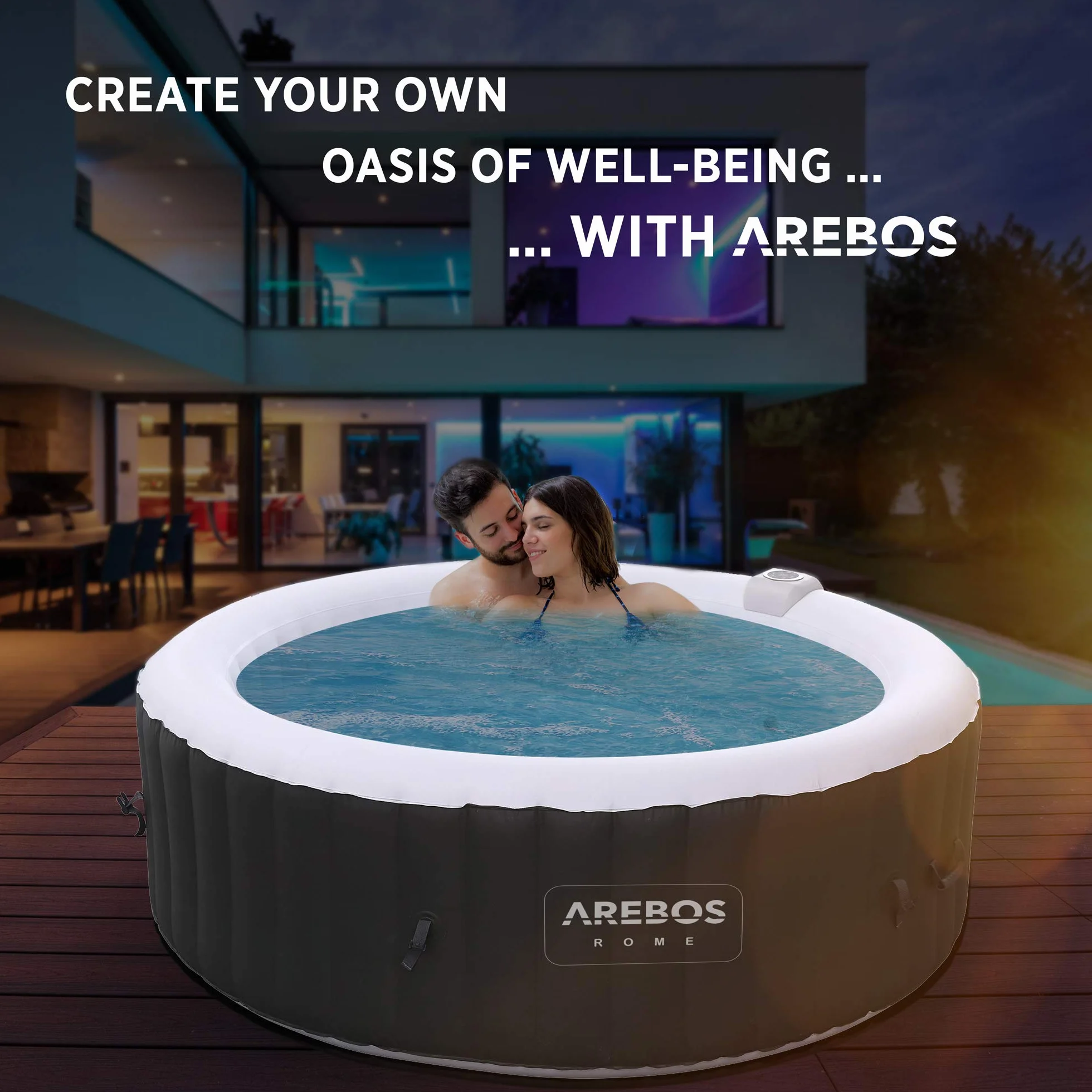 Arebos Zestaw Comfort 2 poduszki na szyję + uchwyt na gorącą wannę | Biały | 100% wodoodporny | Ergonomiczny kształt | Pianka PU