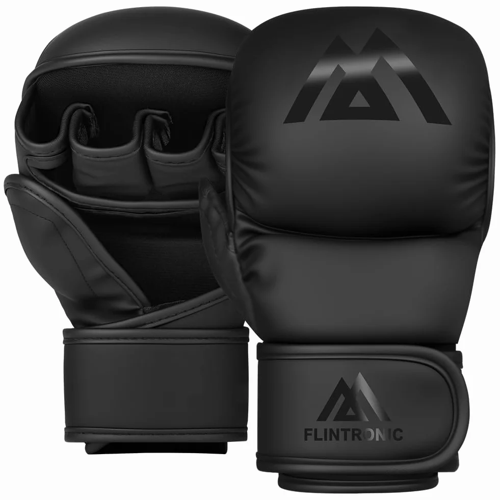 Flintronic Rękawice MMA do sportów walki, treningu grapplingu, kickboxingu, skórzane rękawiczki sparingowe, damskie i męskie do Muay Thai, MMA, sportów walki, kickboxingu