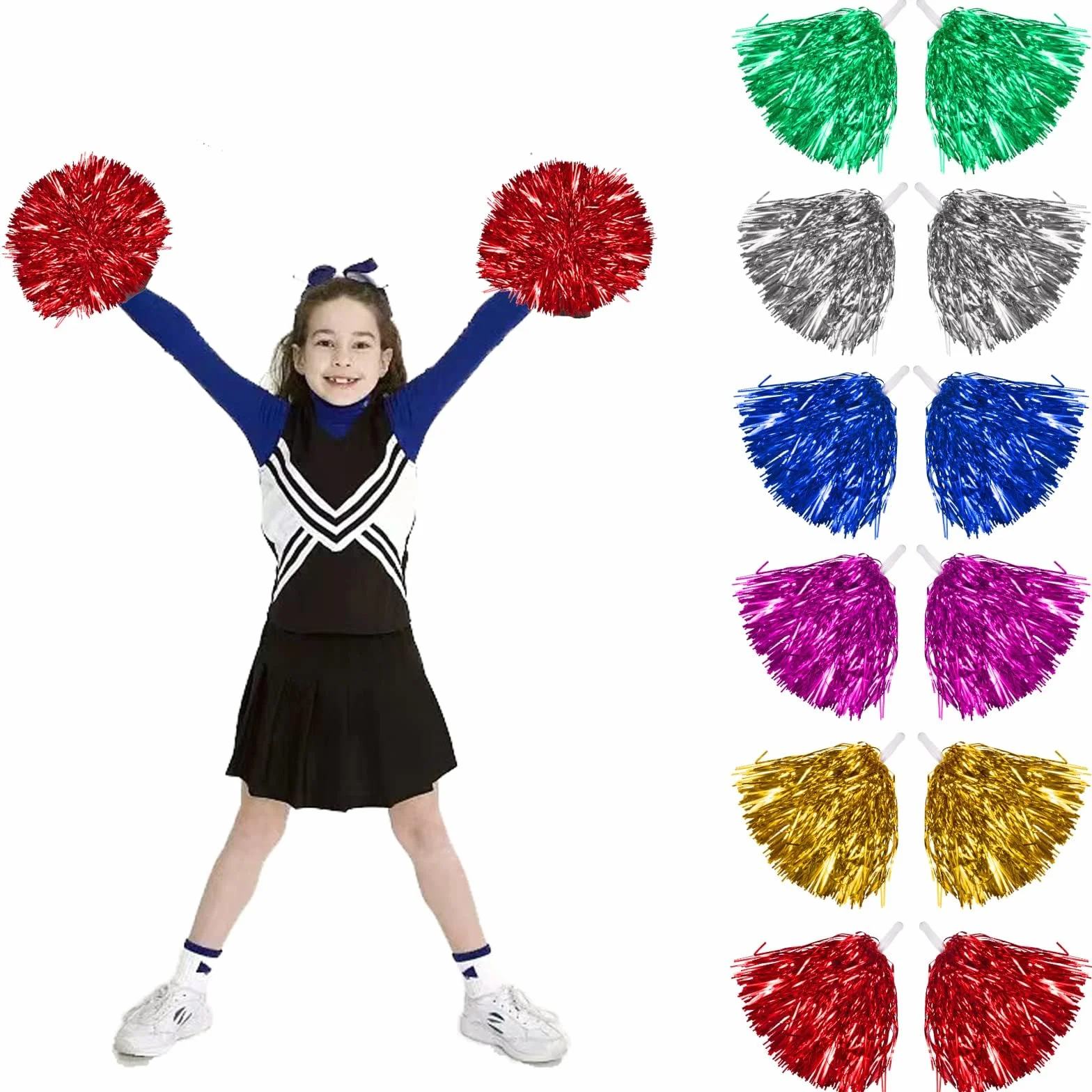 Pompony cheerleaderek ręcznie robione kwiaty metaliczne wielokolorowe na zawody sportowe imprezy karnawałowe