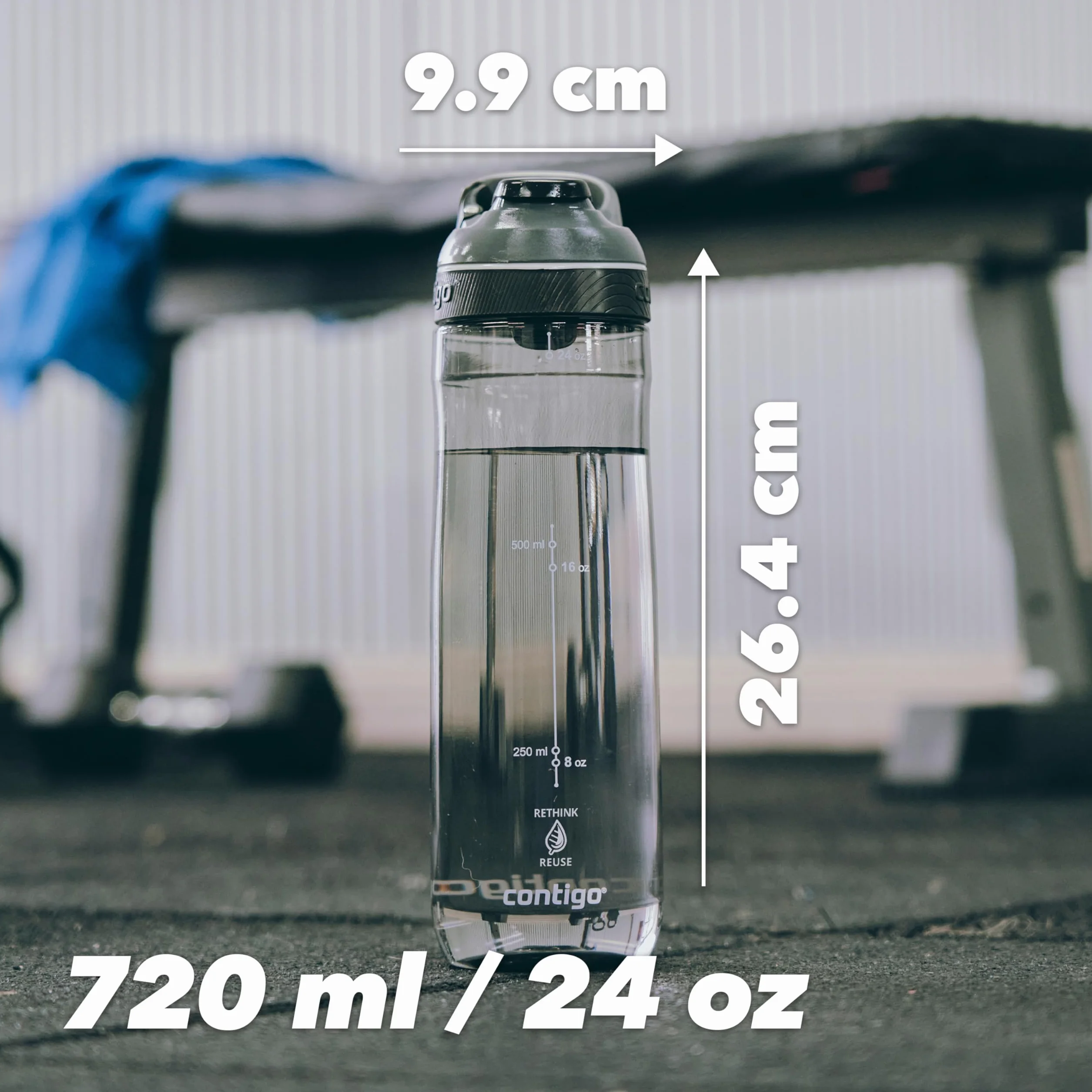 Contigo Cortland Autoseal Butelka na wodę, duża, 720 ml, bez BPA, butelka sportowa, szczelna butelka na napoje, idealna do szkoły, na siłownię, rower, do biegania, wędrówek