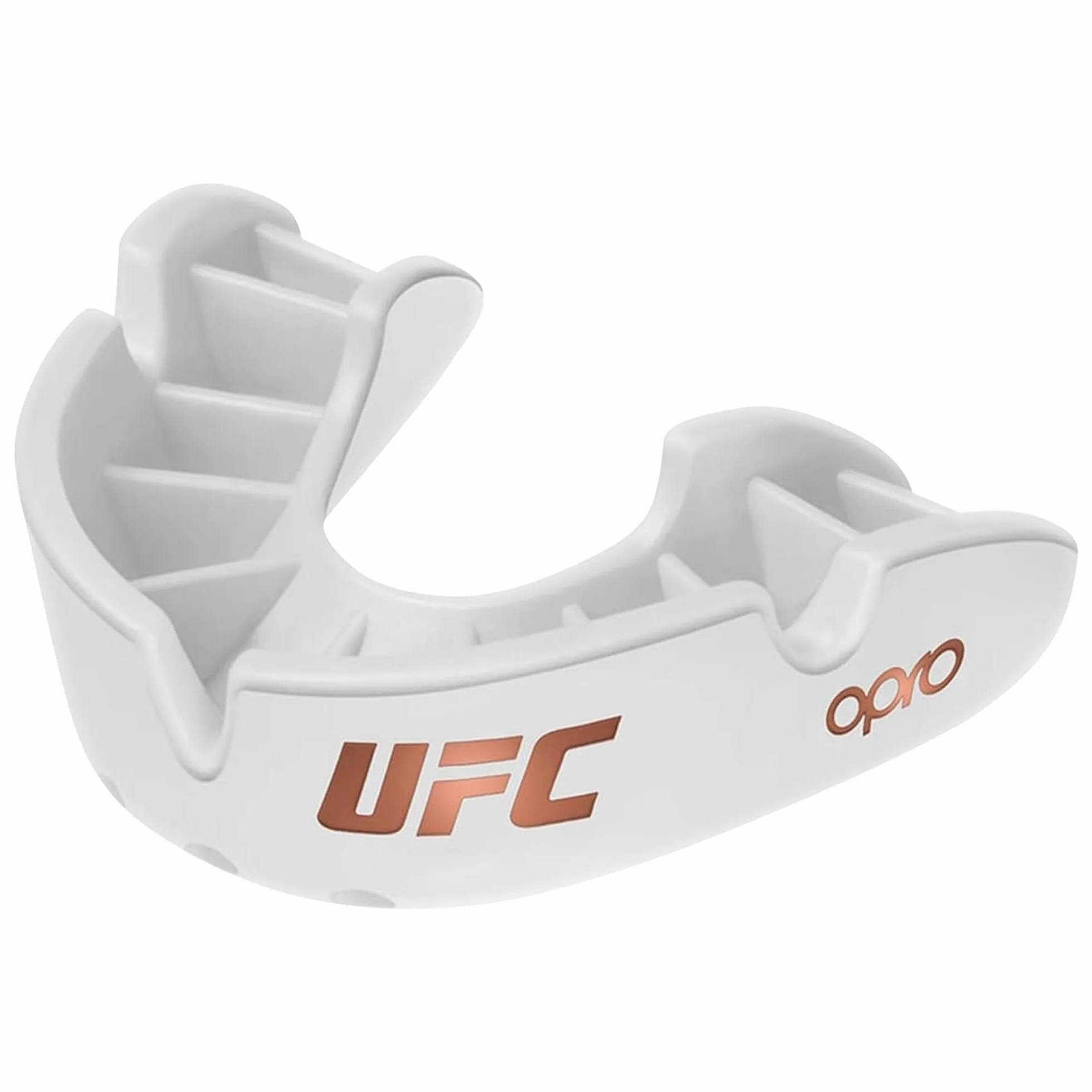 OPRO Bronze Level UFC sportowa osłona na zęby dla dorosłych i juniorów z etui i urządzeniem montażowym biały