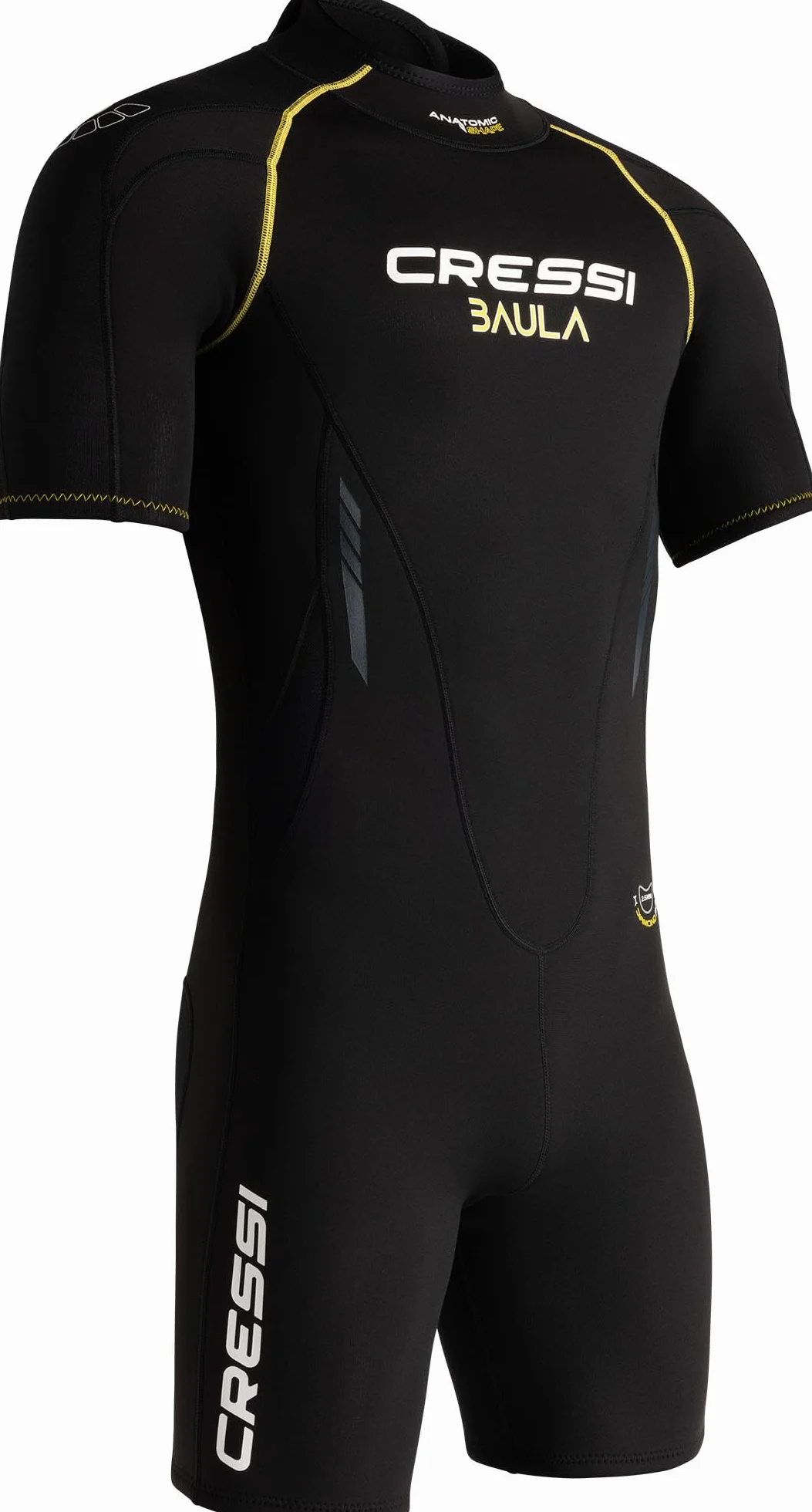CRESSI Baula Man Shorty Wetsuit 2.5mm L Black/Yellow Double-lined Neoprene for Diving Snorkelling