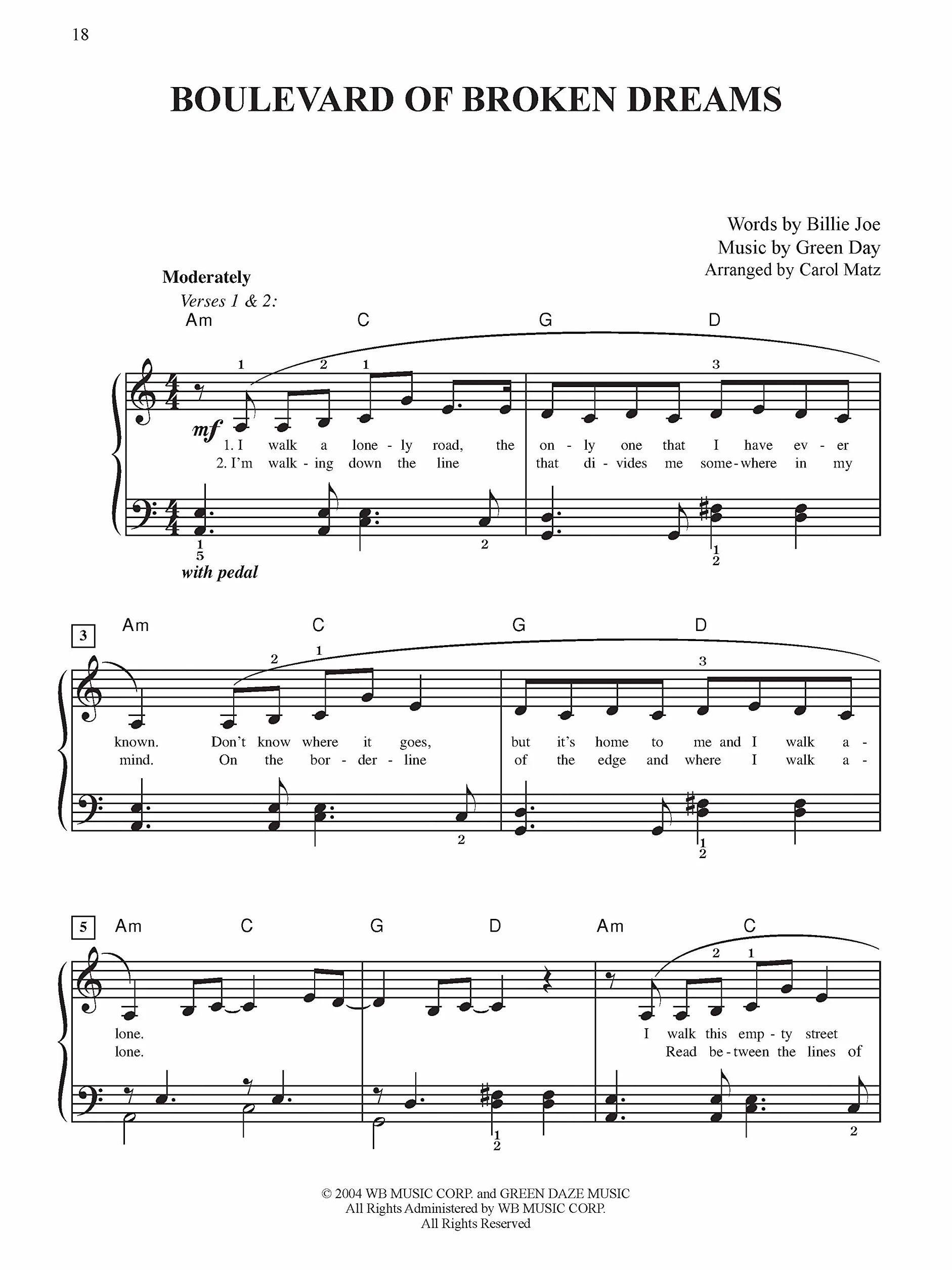 Green day anthology (matz) easy piano book: Sheet Music Anthology