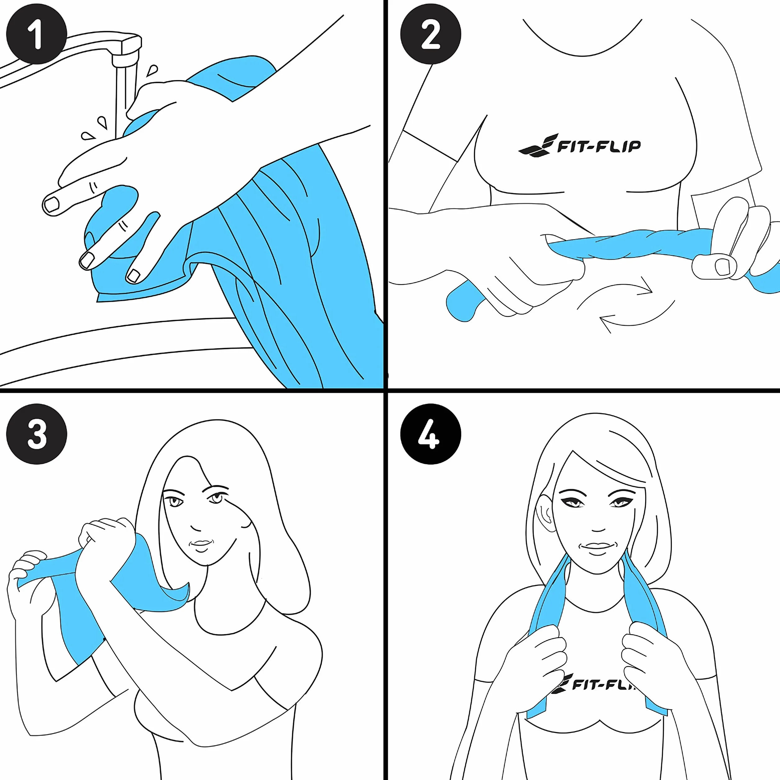 Ręcznik chłodzący do sportu i fitnessu – Ręcznik chłodzący z mikrofibry – Airflip Cooling towel – Ręcznik sportowy z mikrofibry do biegania – Kolor: Niebiesko-ciemnoniebieski, Rozmiar: 100x30cm