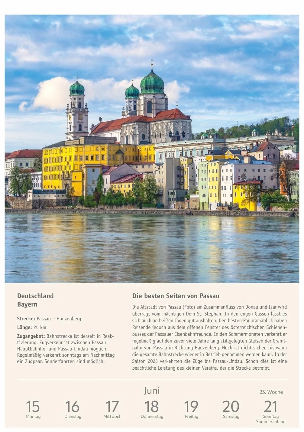 Zugreiselust Wochen-Kulturkalender 2026 - 53 unvergessliche Reiseerlebnisse: Jede Woche mit dem Zug durch Länder, Städte und Regionen: Foto-Wandkalender mit vielen Infos für Eisenbahn-Freunde