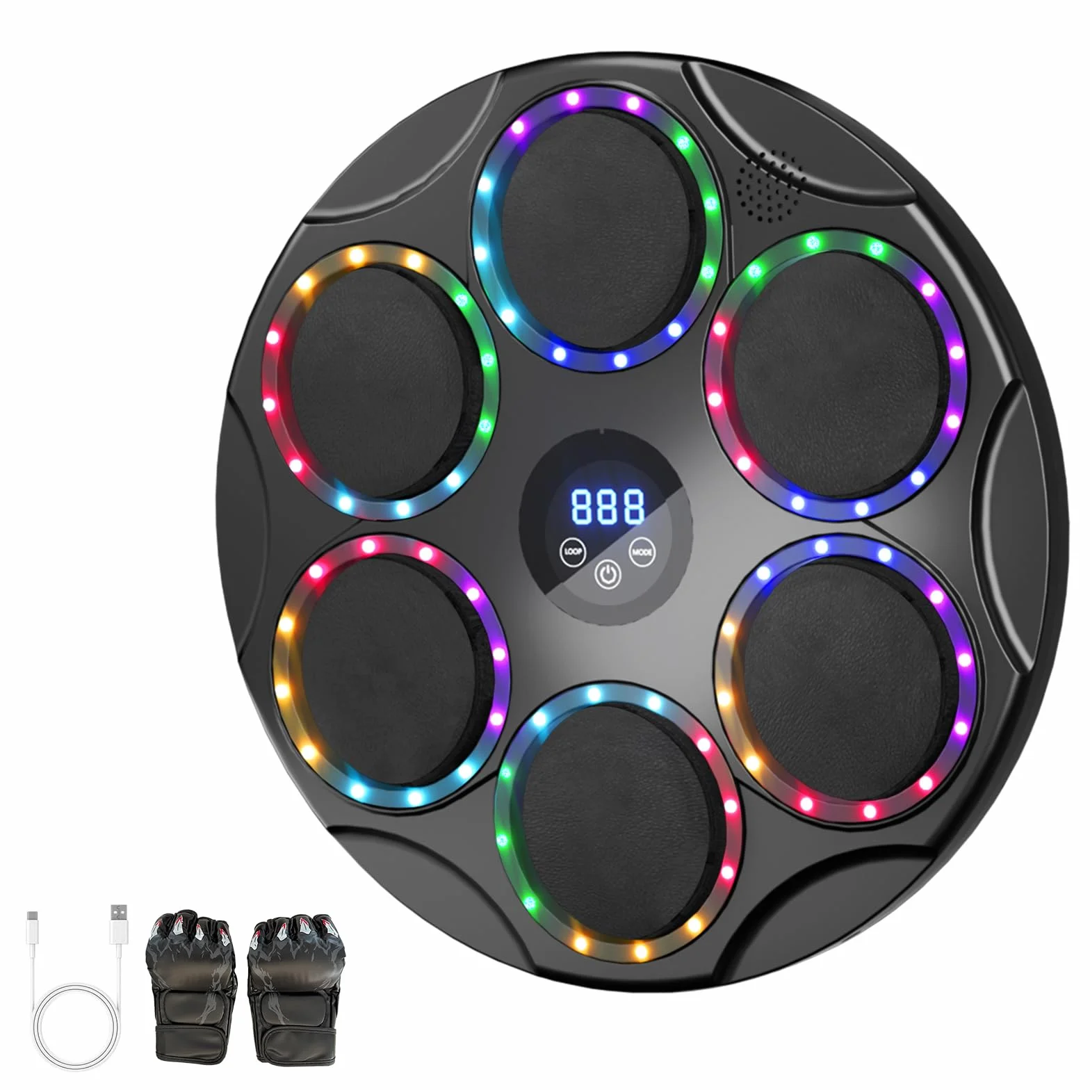TODO Music Boxing Machine, Smart Bluetooth LED, urządzenie bokserskie z muzyką, 9 trybów prędkości i kolorowe światła, dla dzieci i dorosłych, prezent na Boże Narodzenie