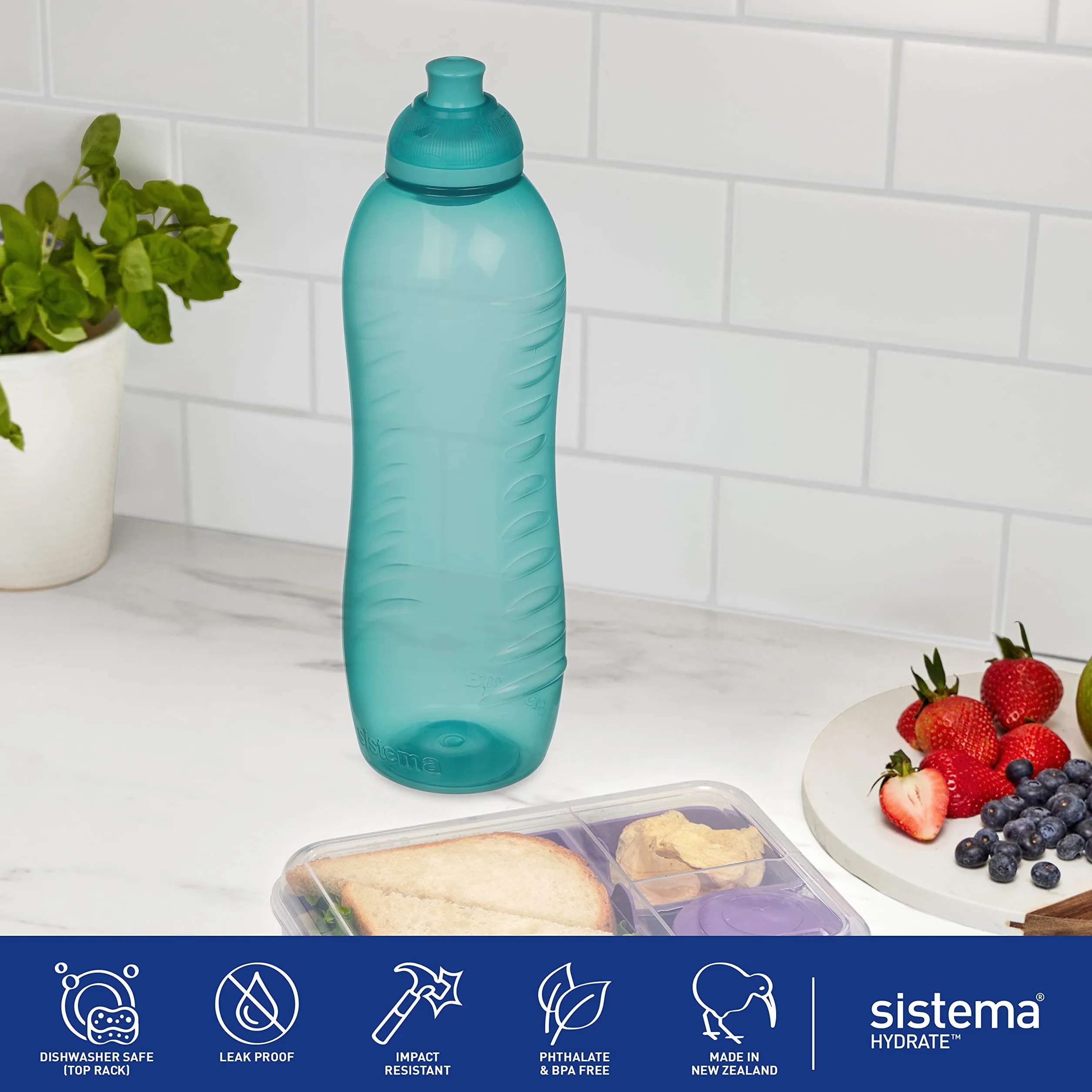 Sistema Twist 'N' Sip Squeeze Bidon na Wodę, Tworzywo Sztuczne, Wielokolorowy, 620 ml