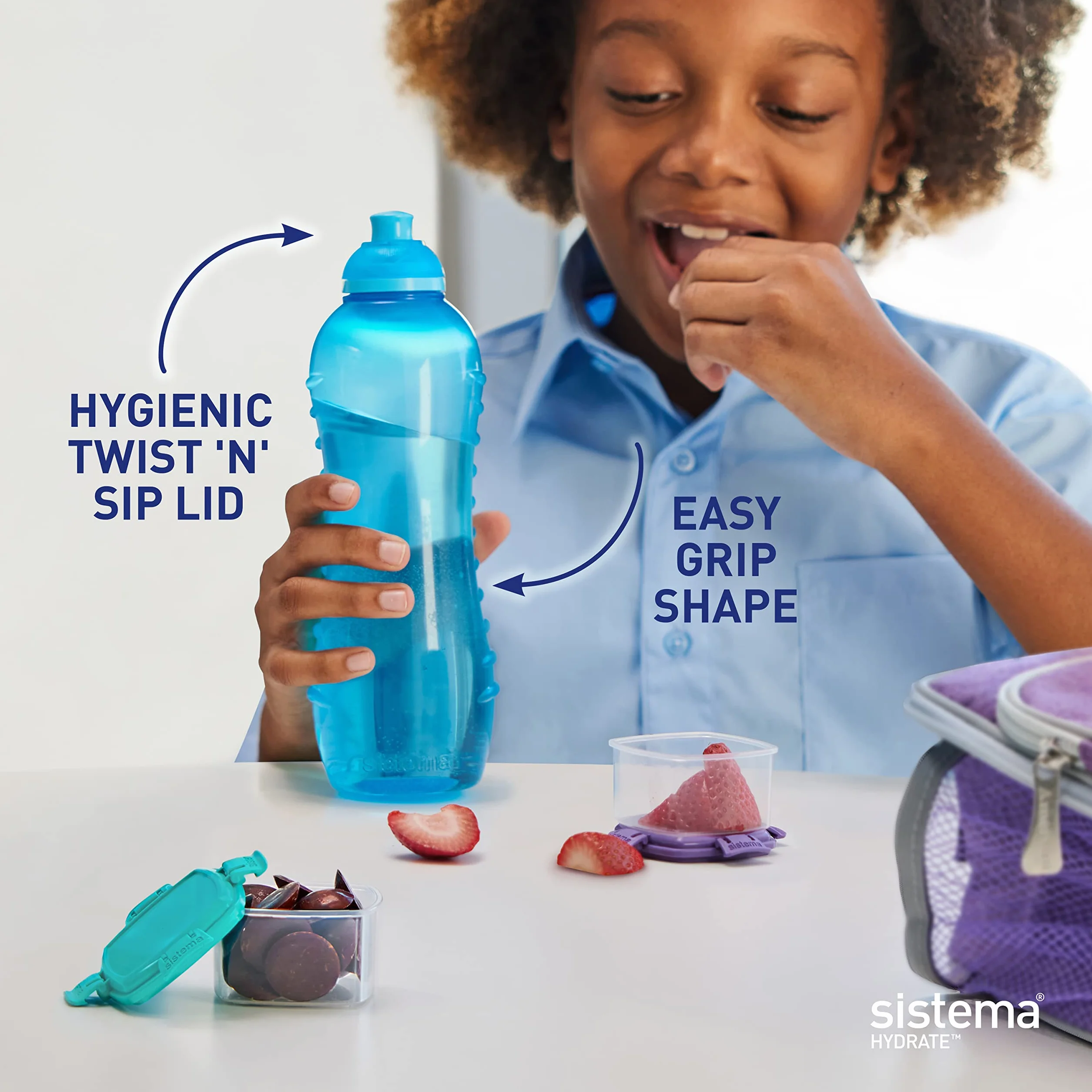Sistema Twist 'N' Sip Squeeze Bidon na Wodę, Tworzywo Sztuczne, Wielokolorowy, 620 ml